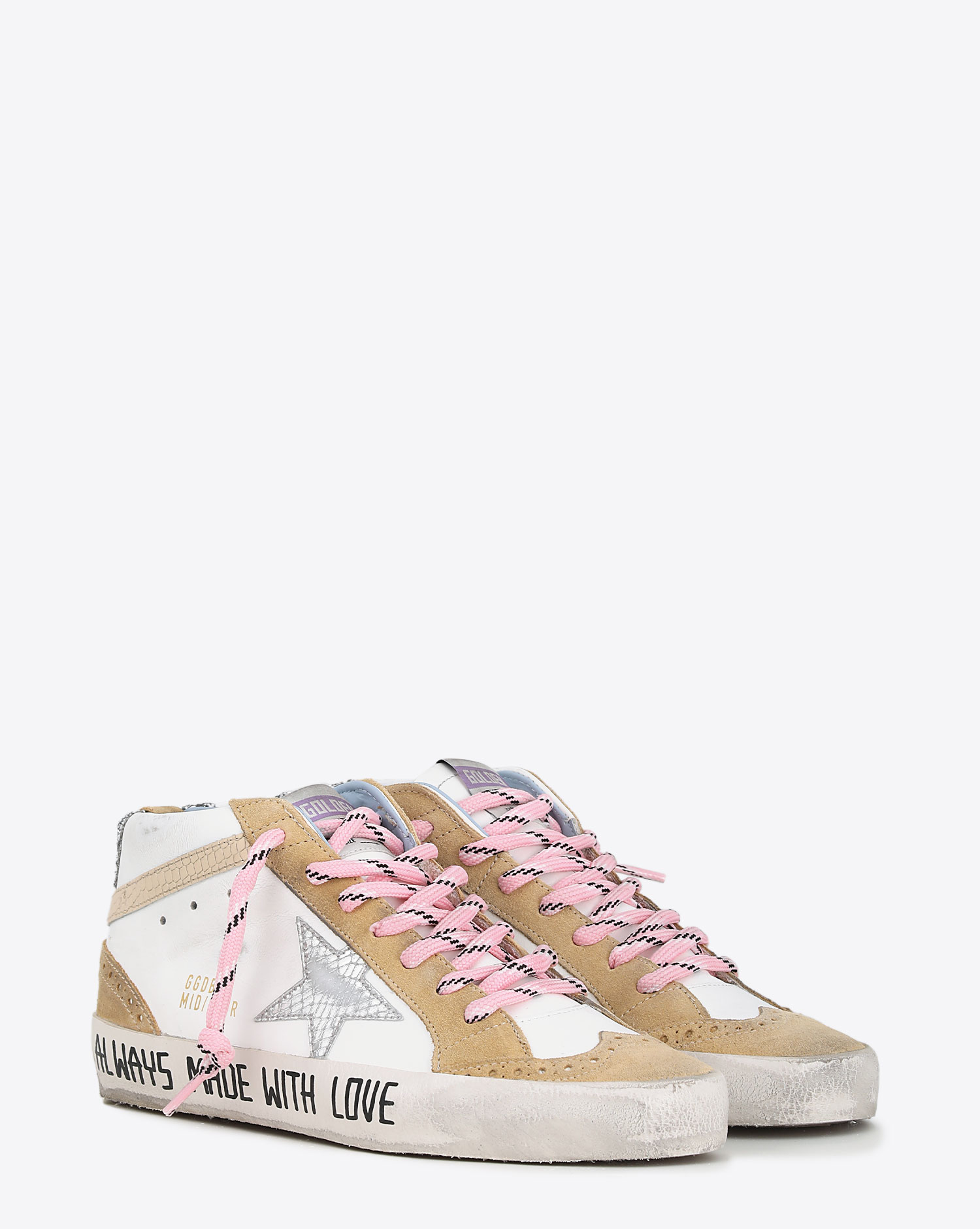 Sneakers femme Mid star sand silver cream 10877 Golden Goose. Face.