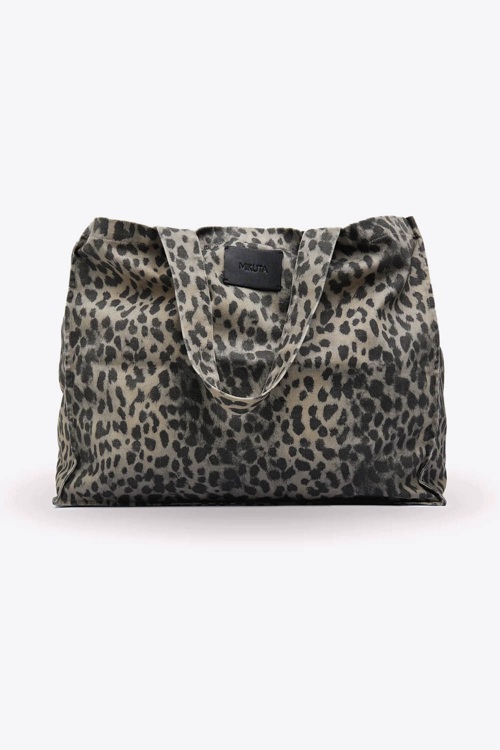 Produit Sac cabas en toile large Mikuta imprimé léopard. Vue face. 