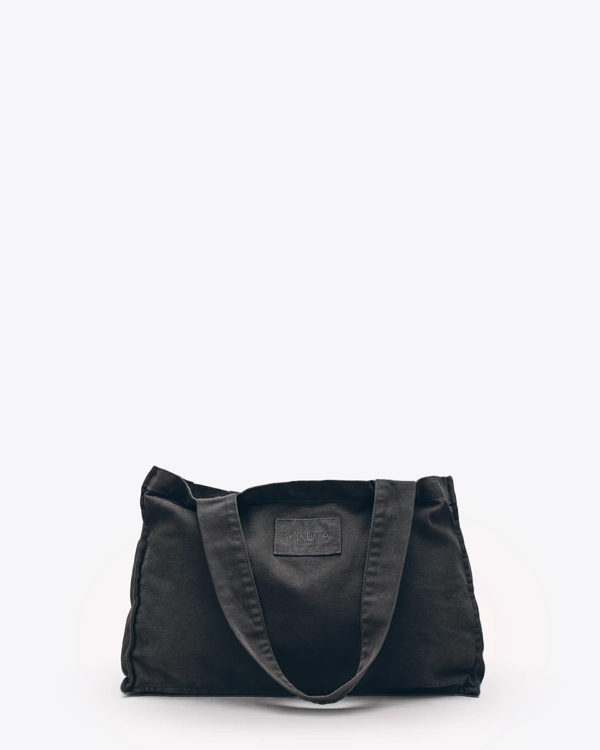 Mikuta petit cabas en toile anthracite. Face.