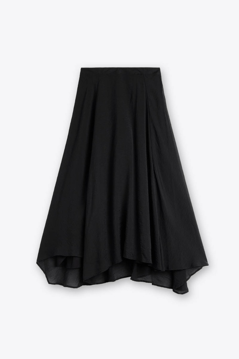 Jupe longue fluide Chill Mikuta en lyocell noir. Vue de face.