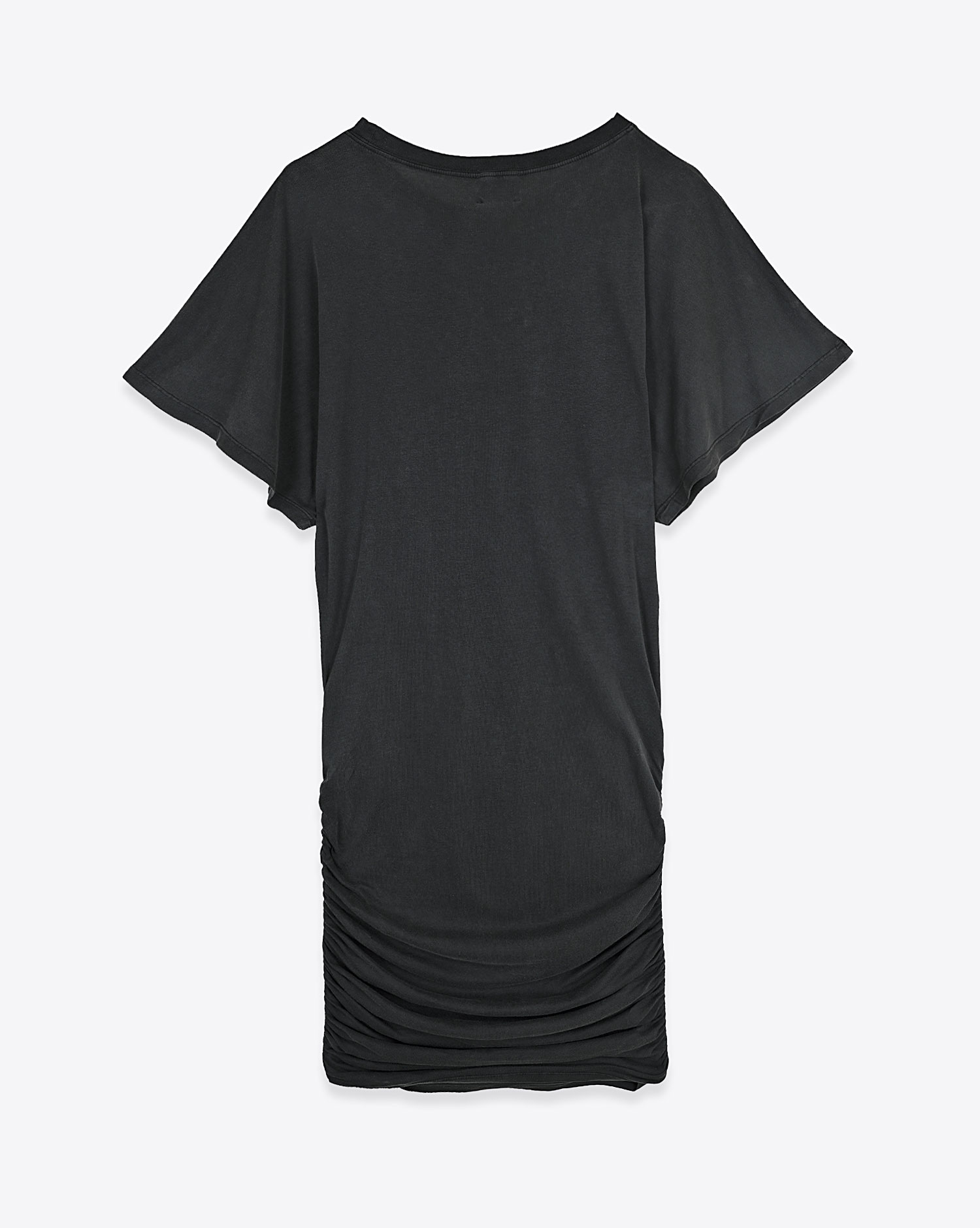 Robe courte drapée Mikuta en jersey noir vue de dos.