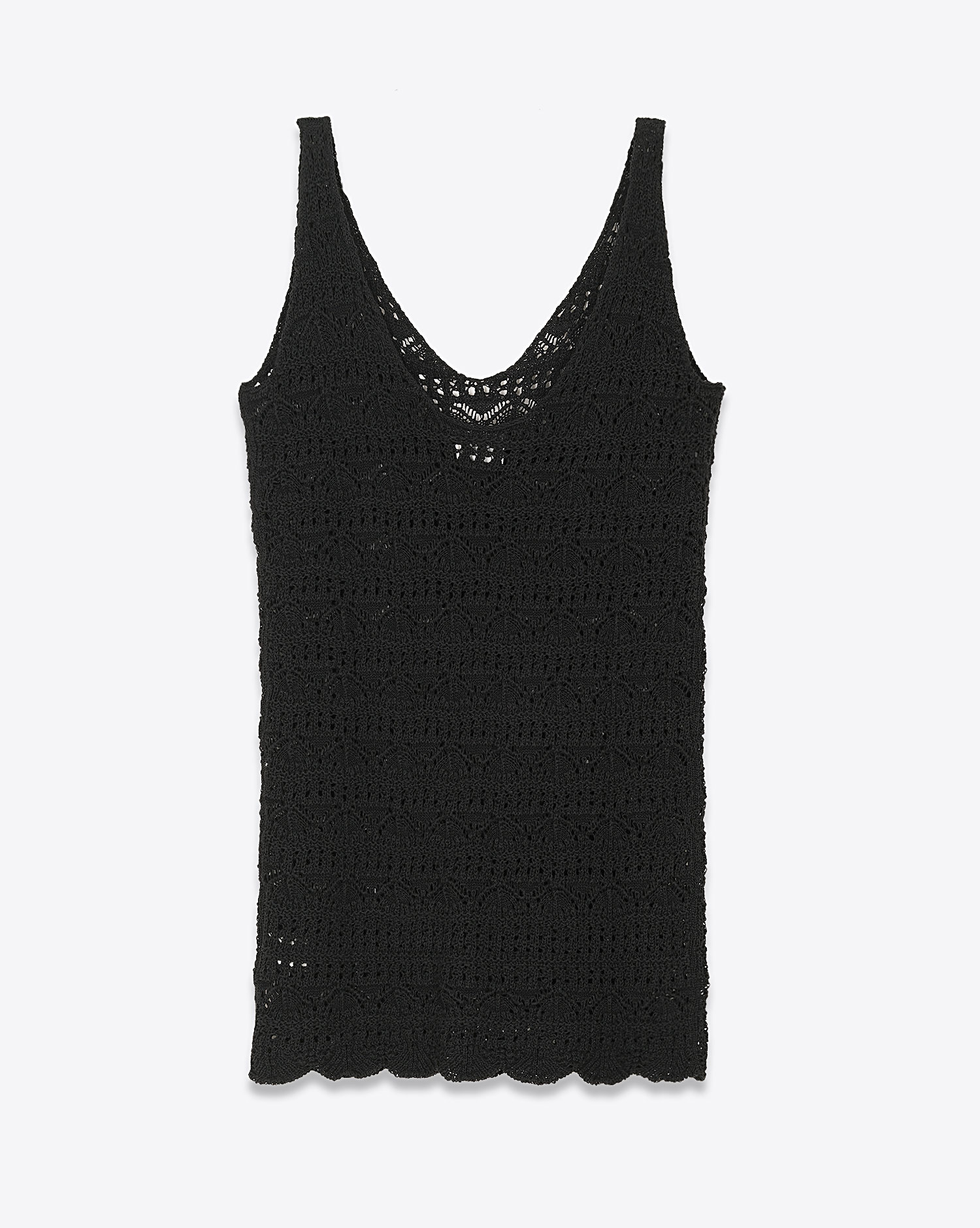 Mini-robe débardeur en crochet en lin et coton noir Mikuta. Dos.
