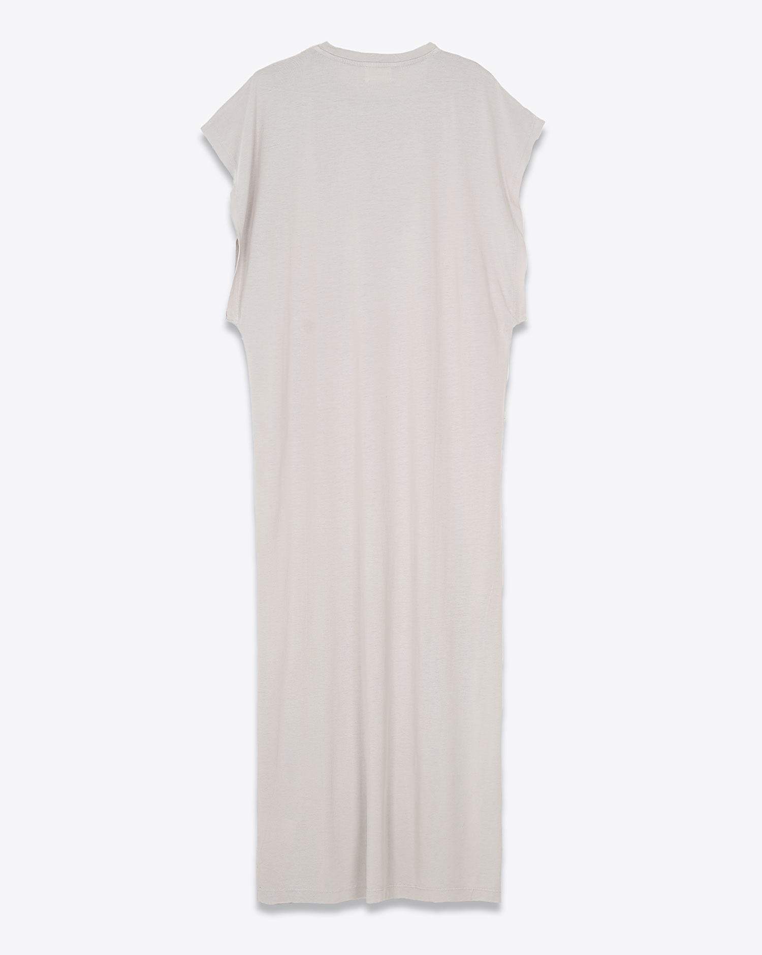 Robe longue manches chauve-souris fendue sur le côté en lyocell et coton gris clair Batwing Mikuta. Dos.