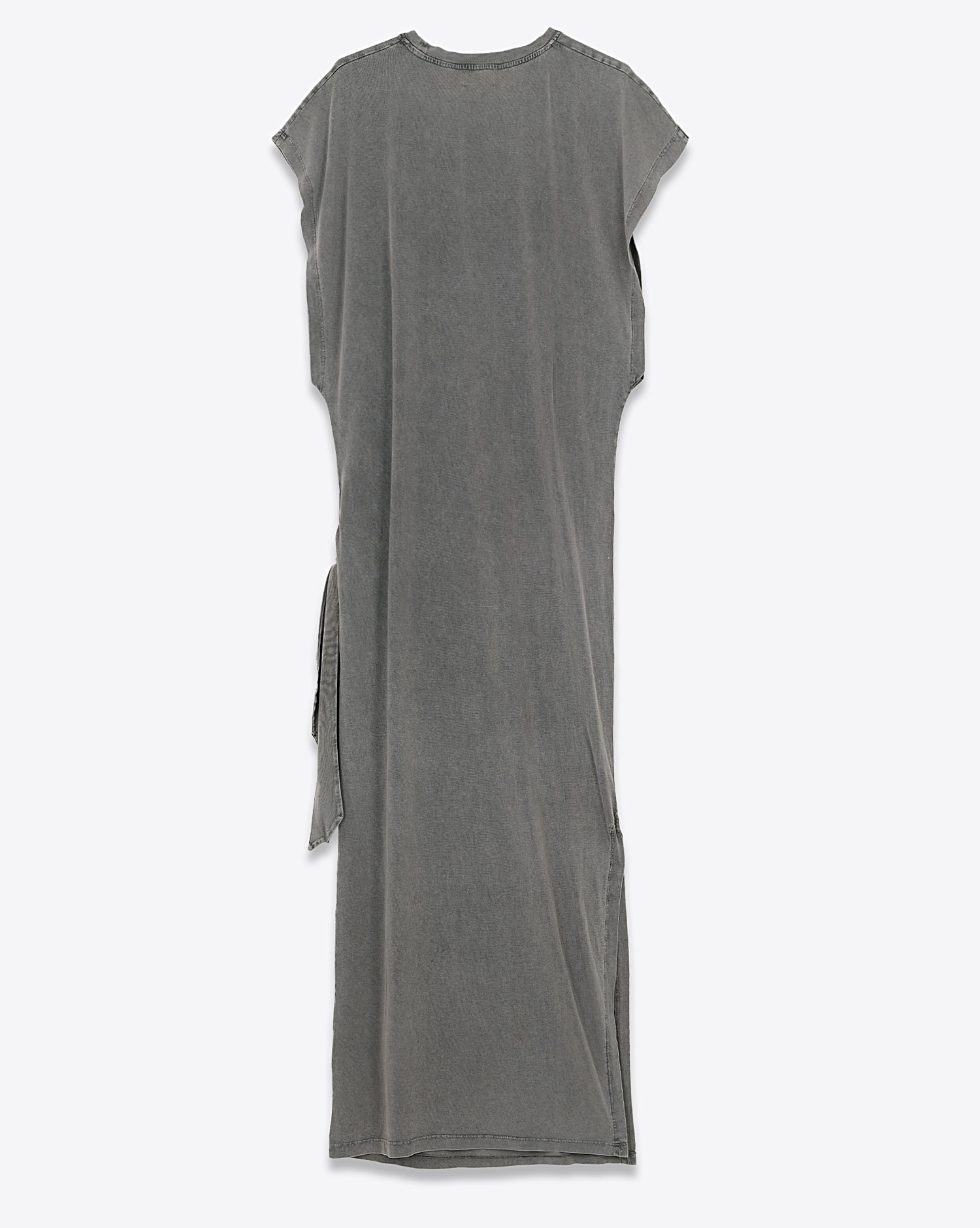 Produit Robe longue nouée sur le côté manches chauve-souris en lyocell et coton anthracite Batwing Mikuta. Dos.