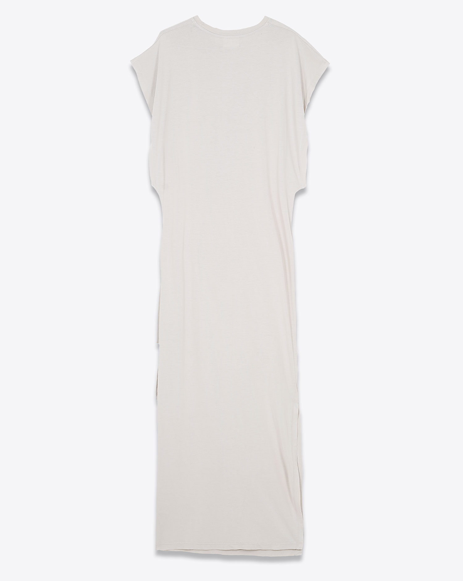 Robe longue manches papillons à nouer sur le côté en lyocell et coton gris clair Batwing Mikuta. Dos.