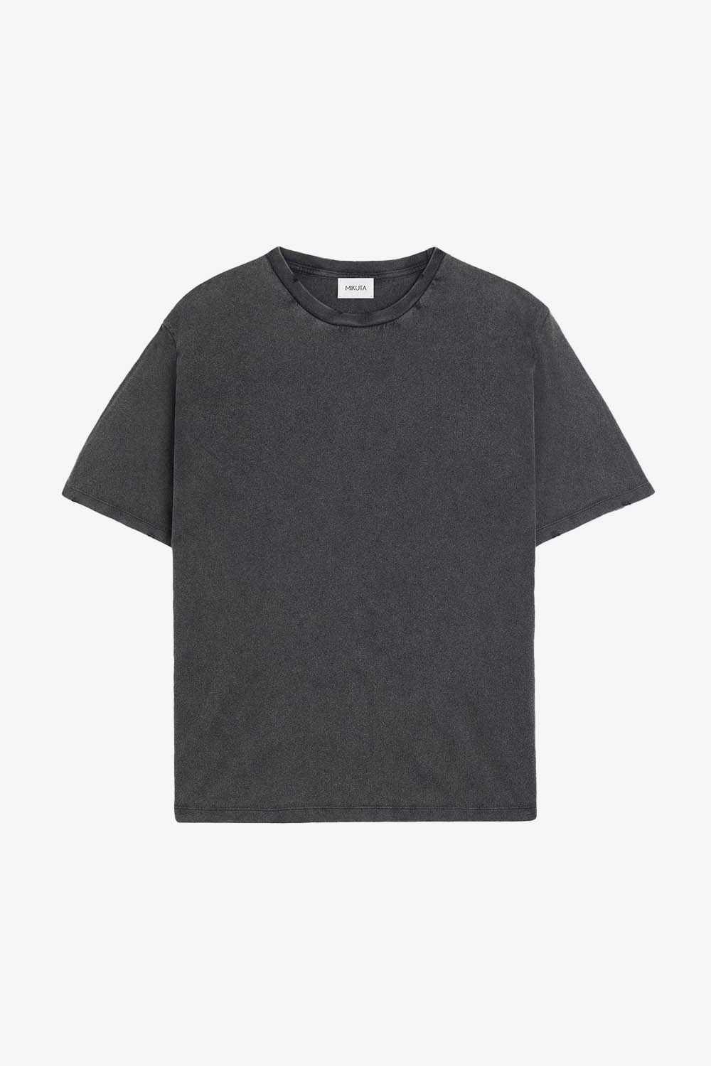 Produit Tee-shirt manches courtes Mikuta en coton vintage anthracite. Vue face. 