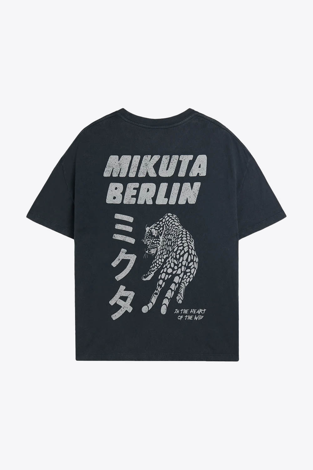 Produit Tee-shirt manches courtes Leo Mikuta en coton noir. Vue dos. 