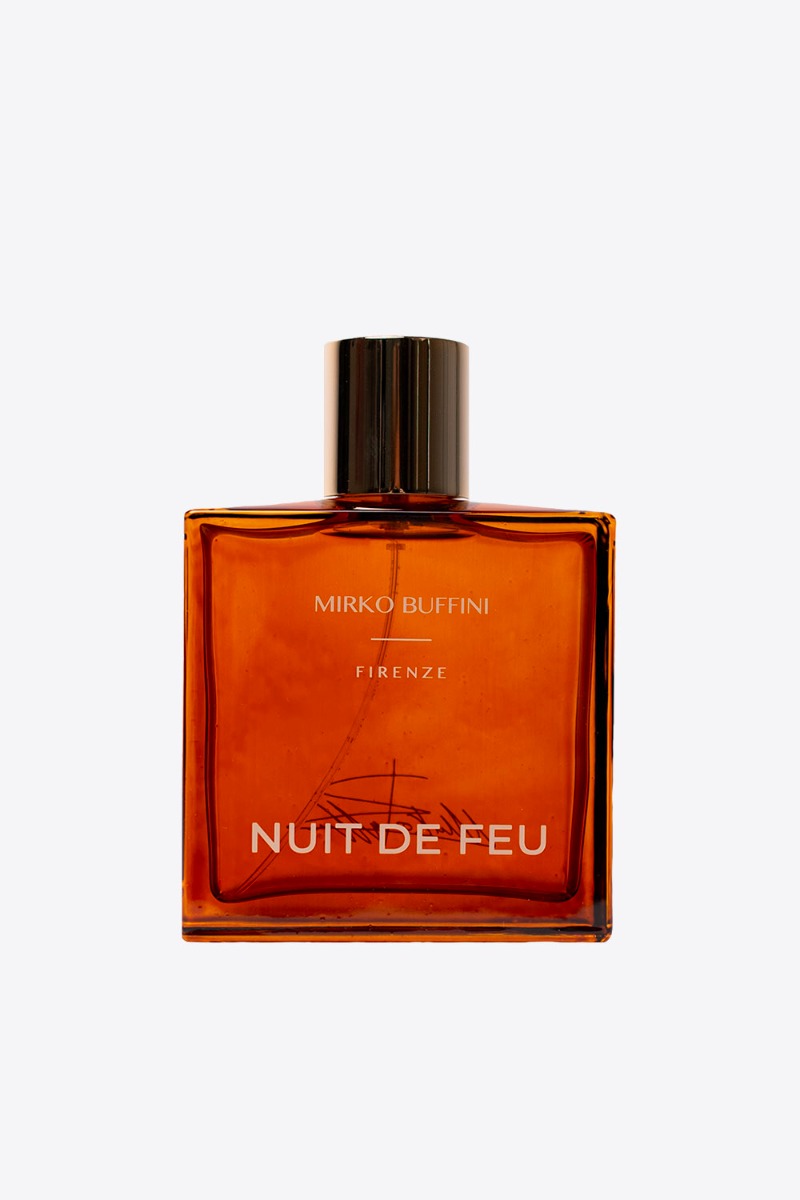 Parfum Nuit De Feu Mirko Buffini Firenze. Flacon de 100 ml vu de face. Collection indélébile.