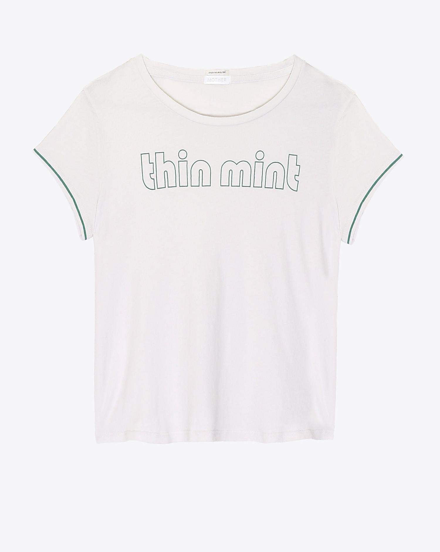 Mother Denim Tee Shirt Crop Goodie Goodie Tee "Thin Mint" - Dirty White  