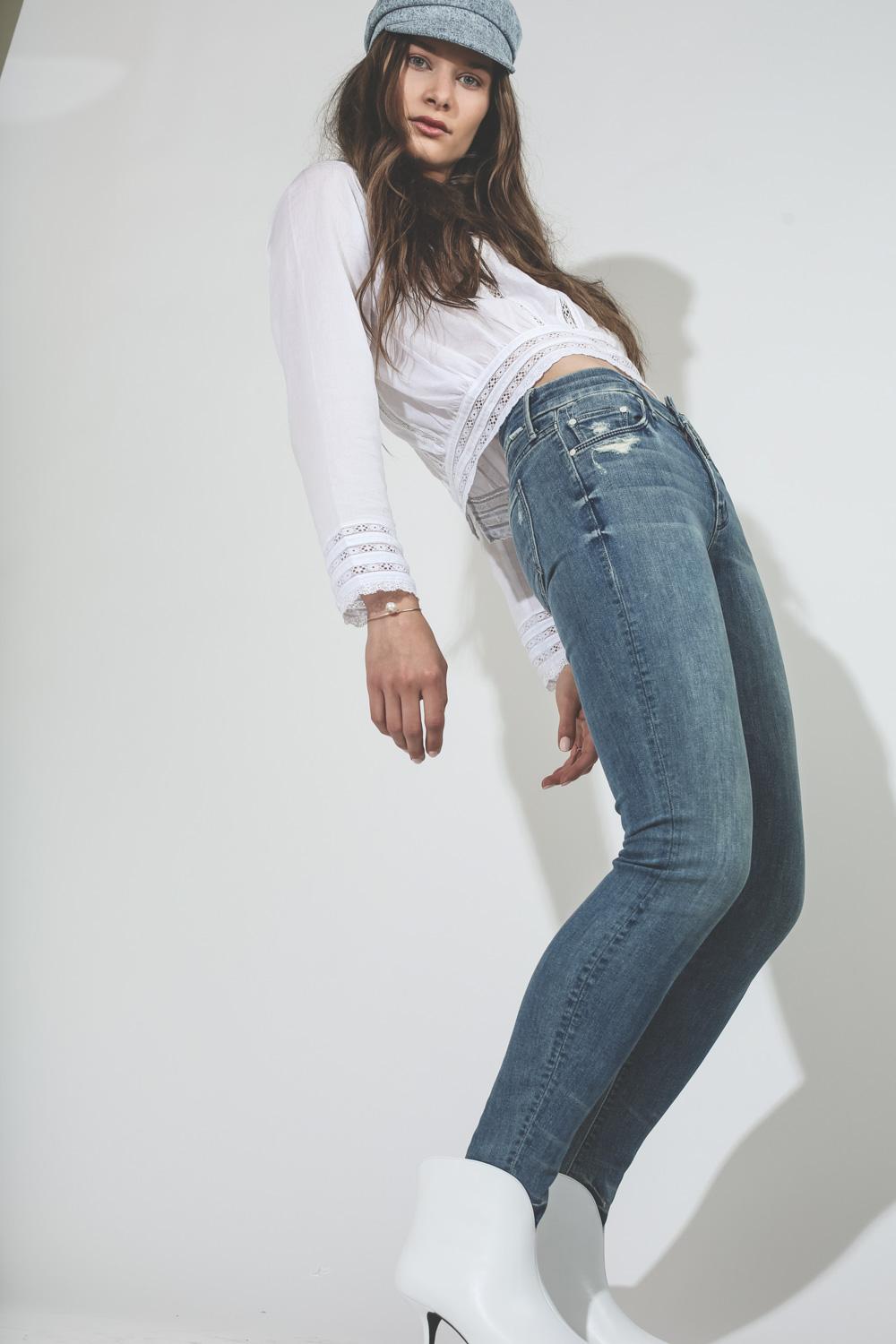 Mother Denim The Looker Skinny - Bleu Clair Graffiti Girl 