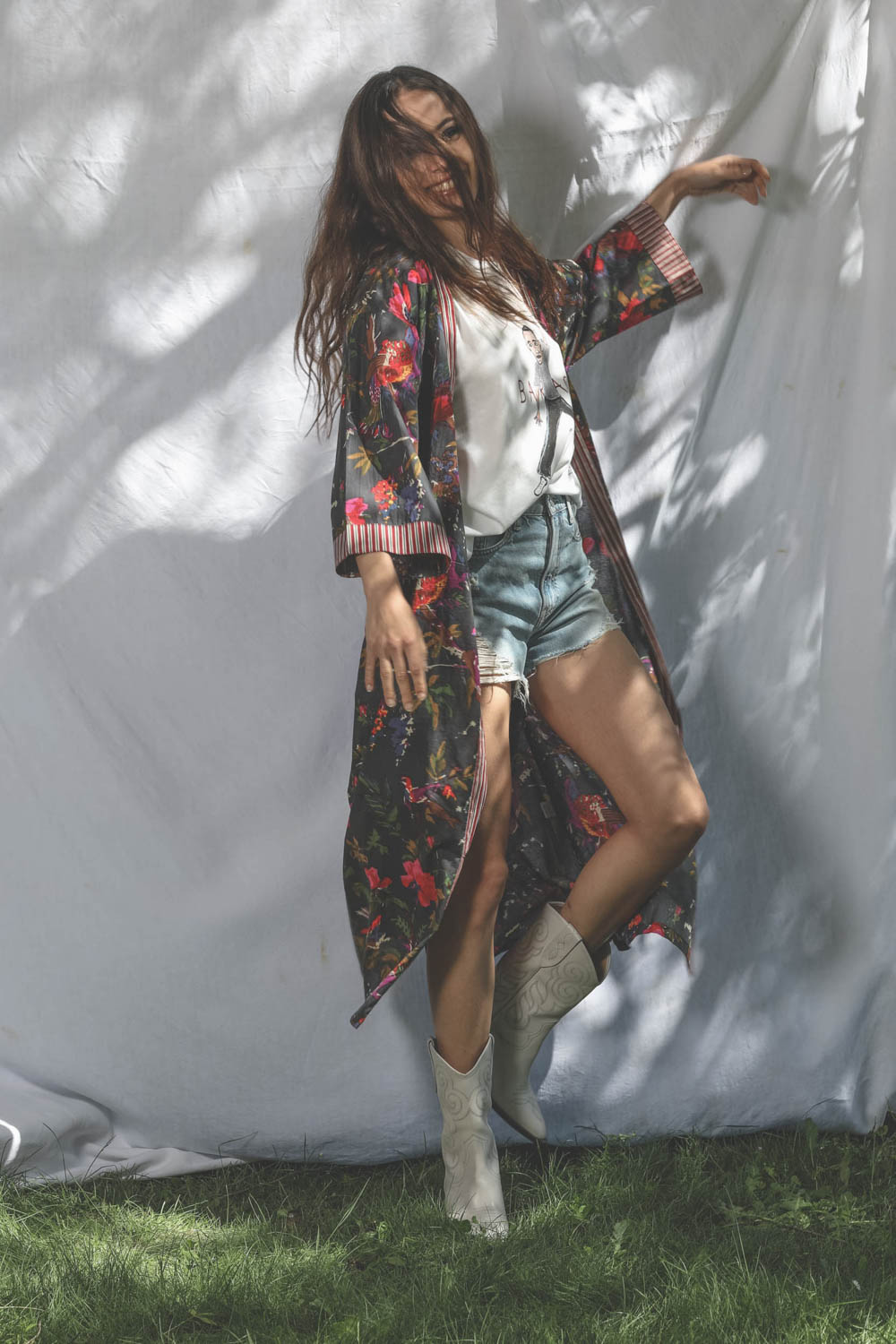 Sharing Kimono anthracite rouge 