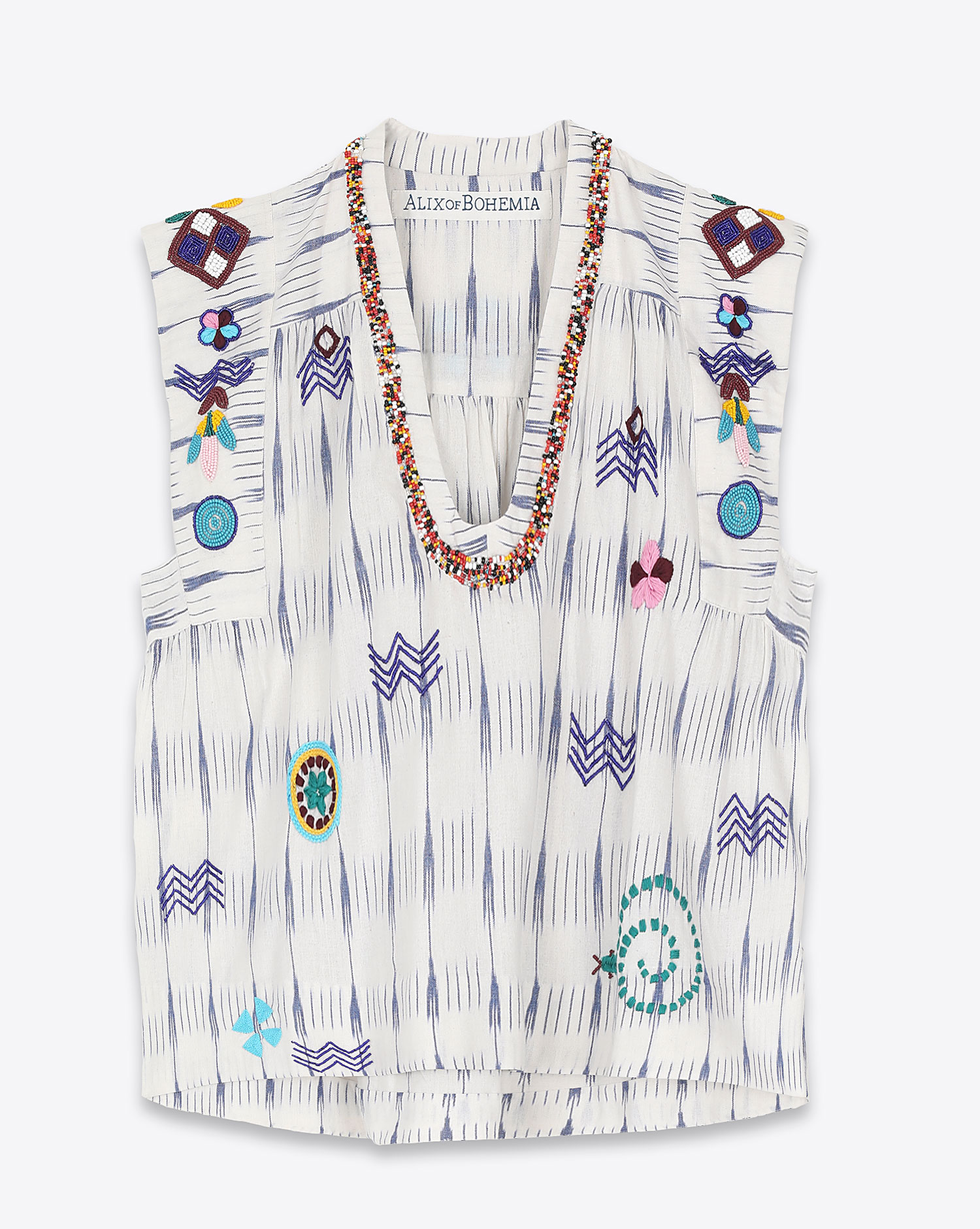 Top Alix Of Bohemia Nehru Ikat blanc