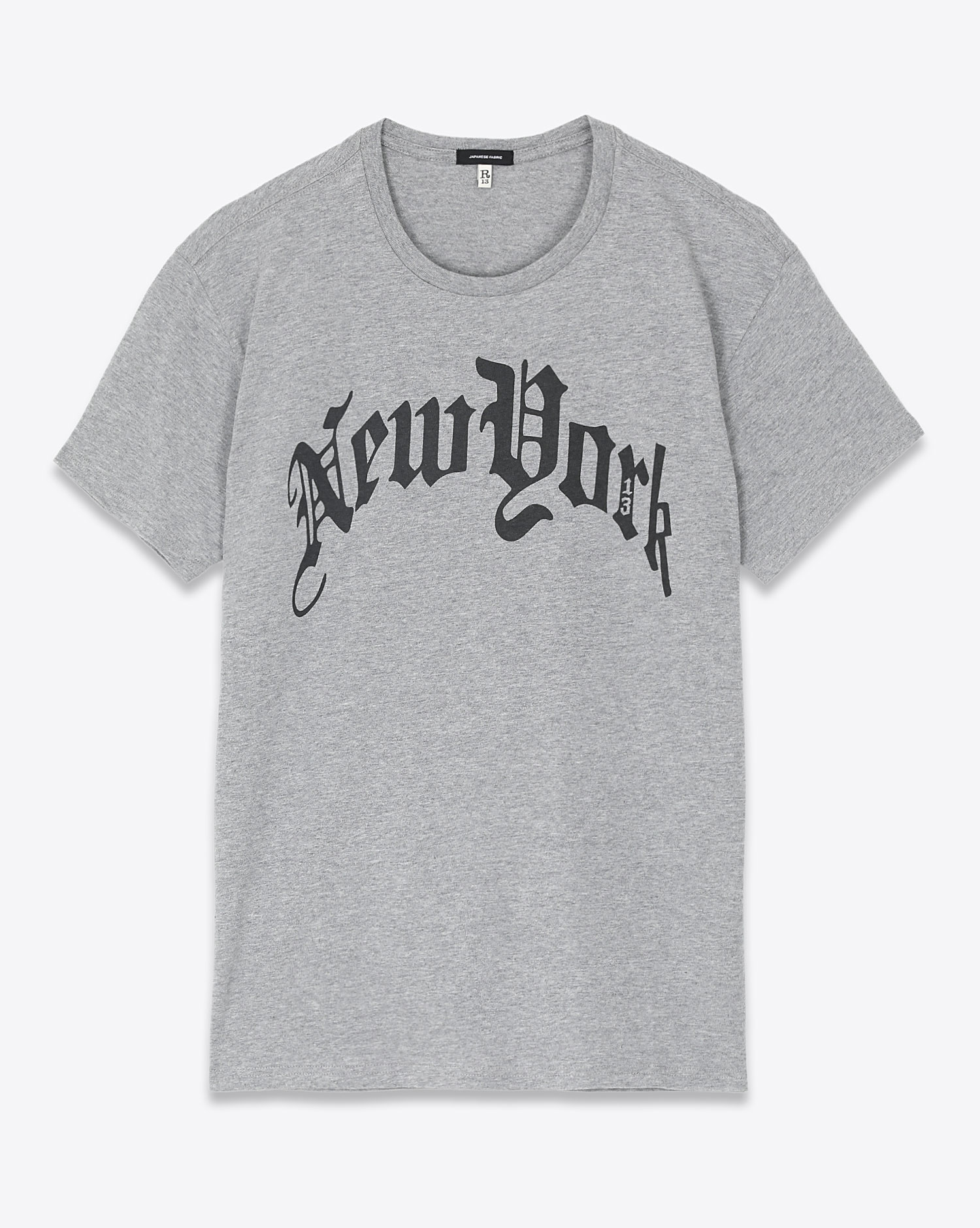 R13 Denim Tee-Shirt New York Boy  Heather Grey