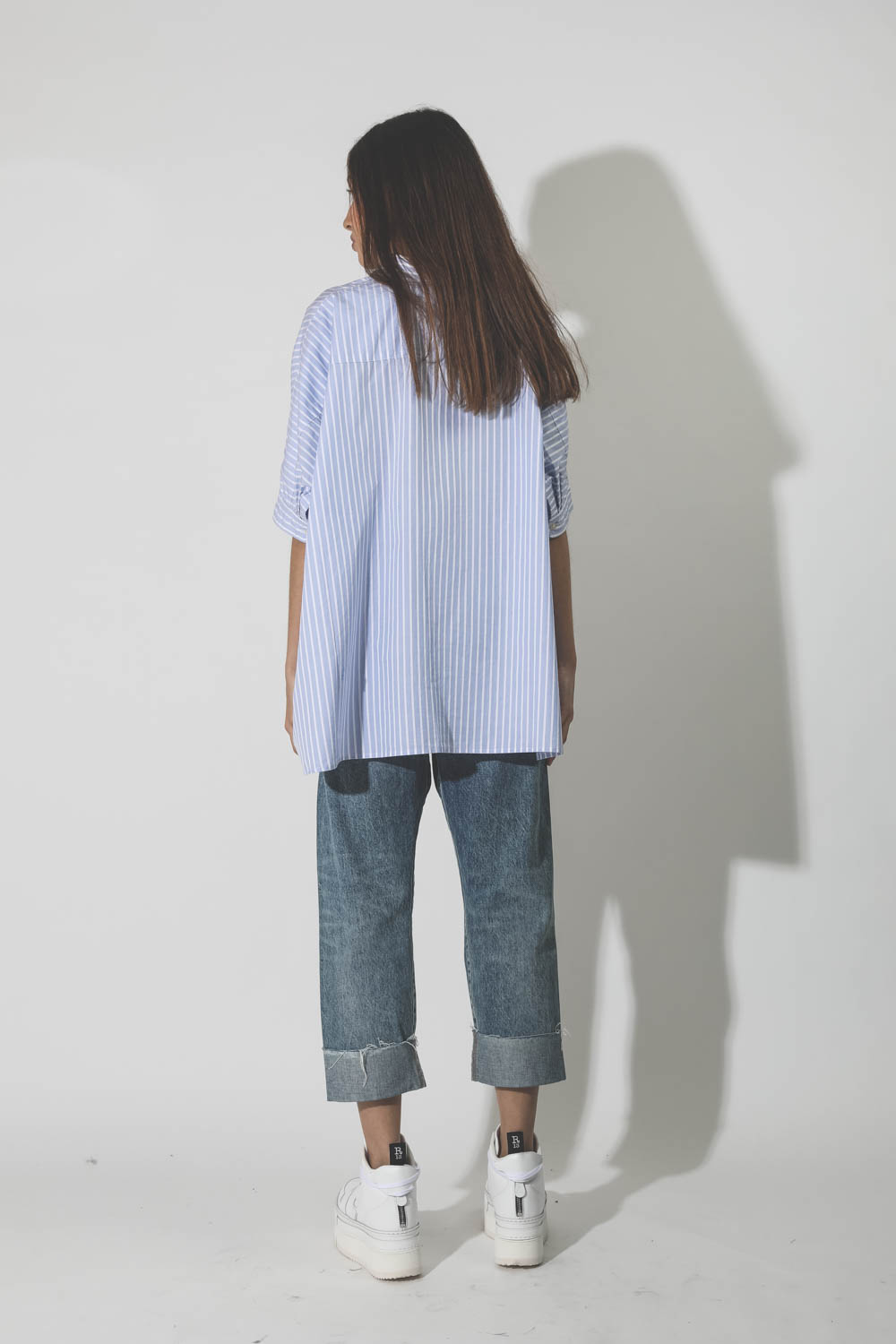 Oversized Boxy Button Up Shirt - Light Blue Wide