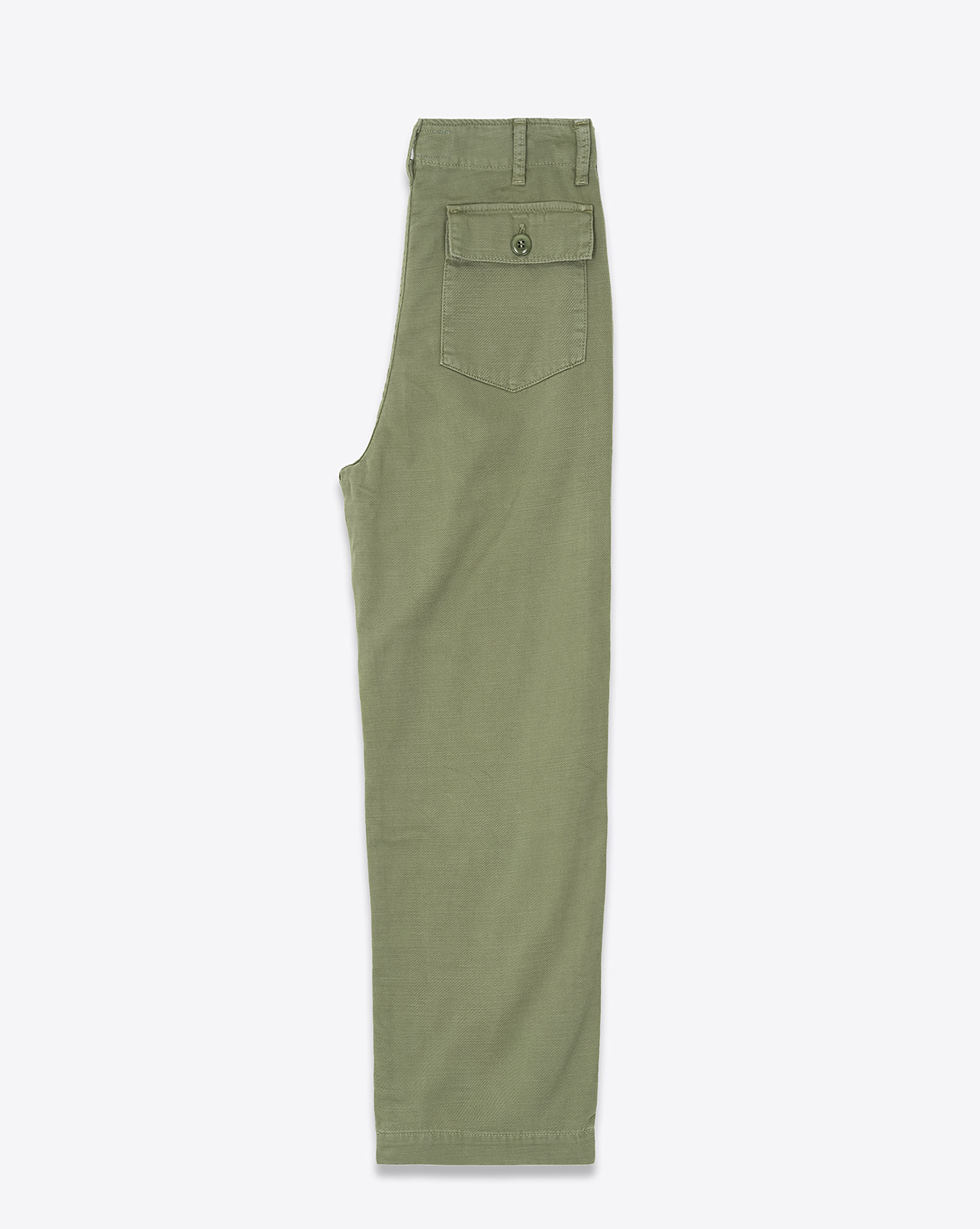 Produit Pantalon Admiral The Great en coton kaki. Vue profil.