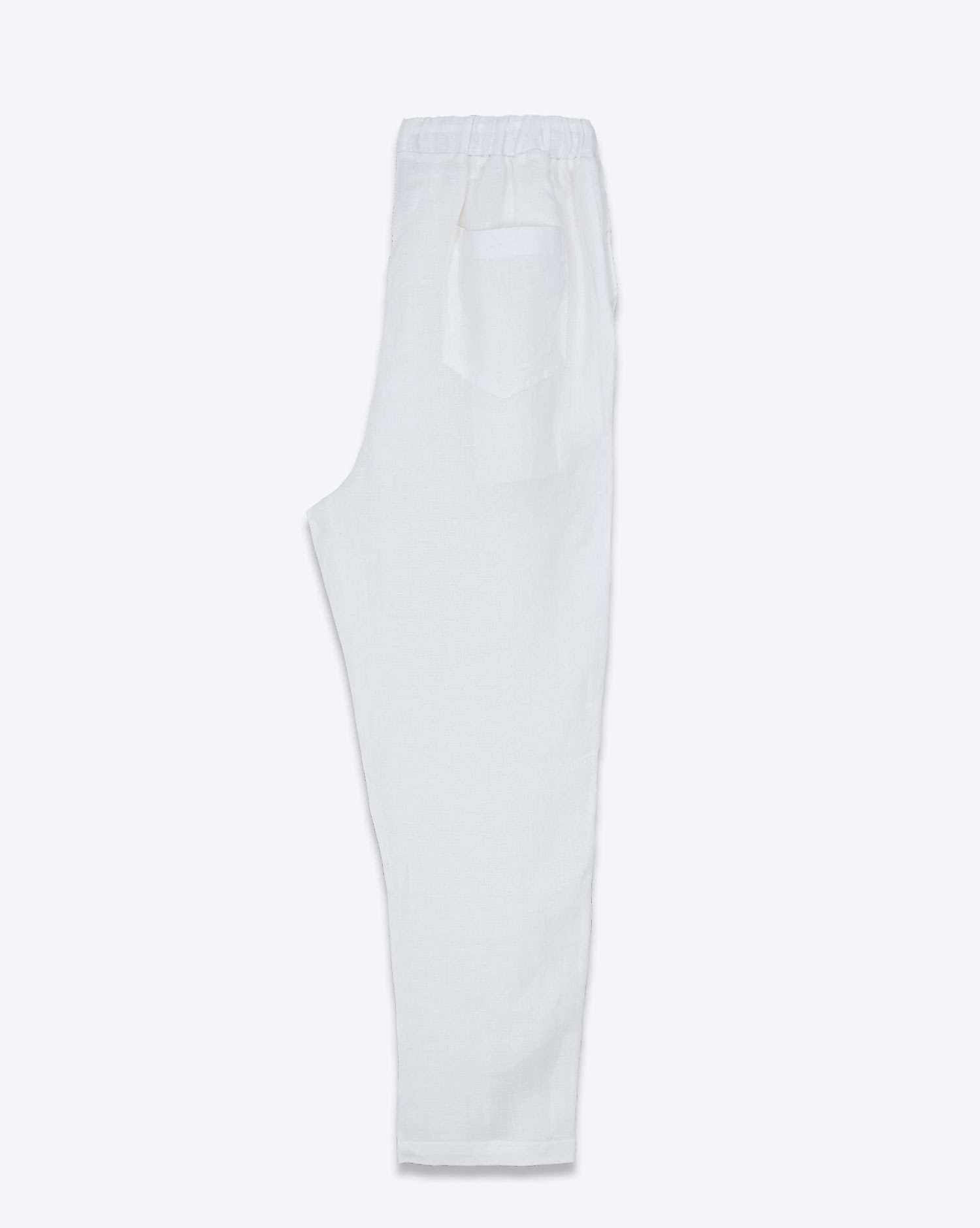 Produit Mikuta pantalon en lin blanc. Profil.
