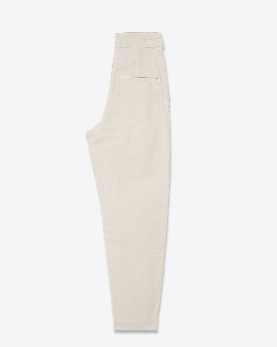 Pantalon Neriah Isabel Marant Étoile en toile de coton écru. Vue de profil.