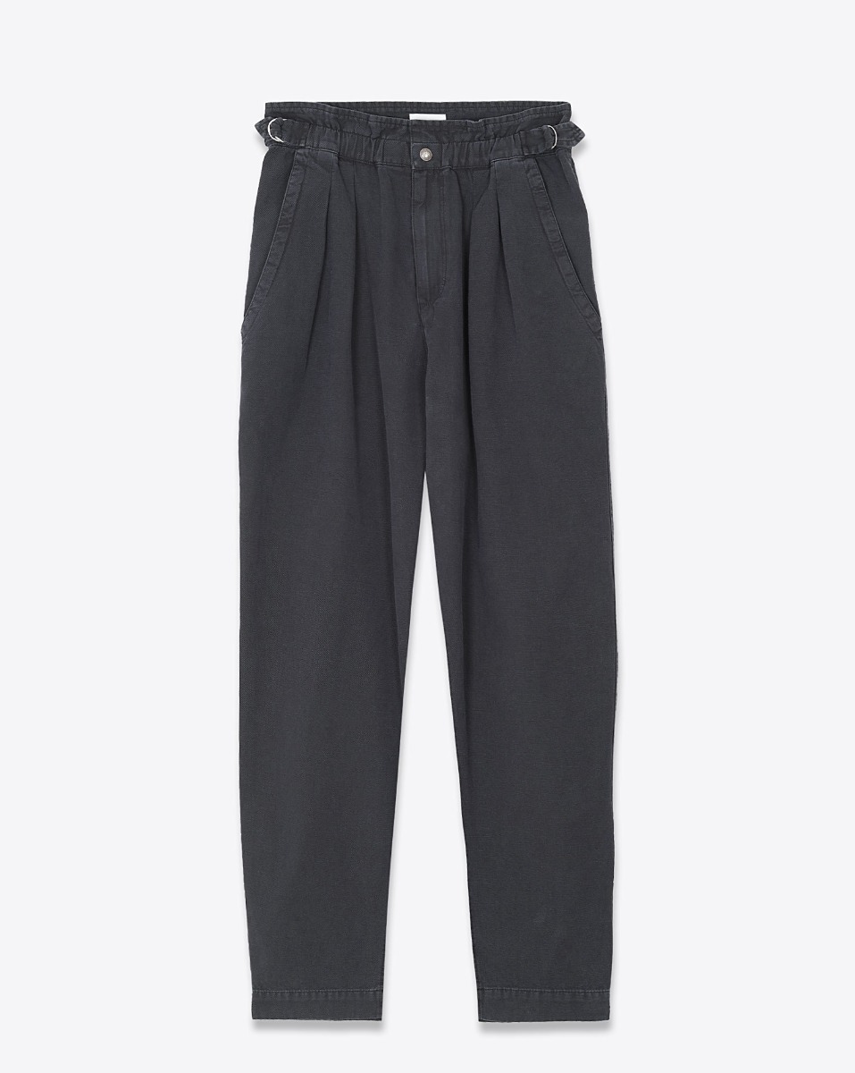 Pantalon Neriah Isabel Marant Étoile en coton et lin noir délavé. Vue de face.