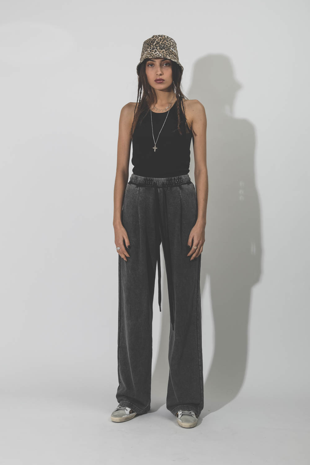 Pantalon Pleated Wide Leg pant acid black R13 Denim