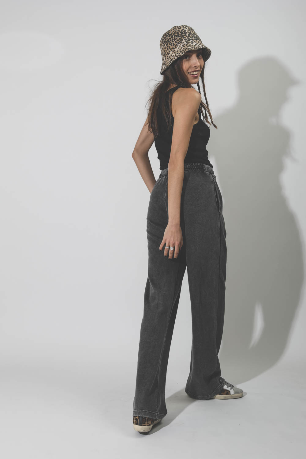 Pantalon Pleated Wide Leg pant acid black R13 Denim