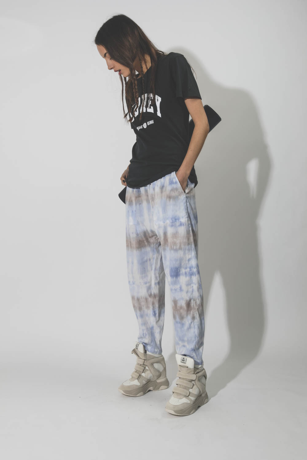 Pantalon sarouel Sunday pant tie and dye taupe sky Raquel Allegra
