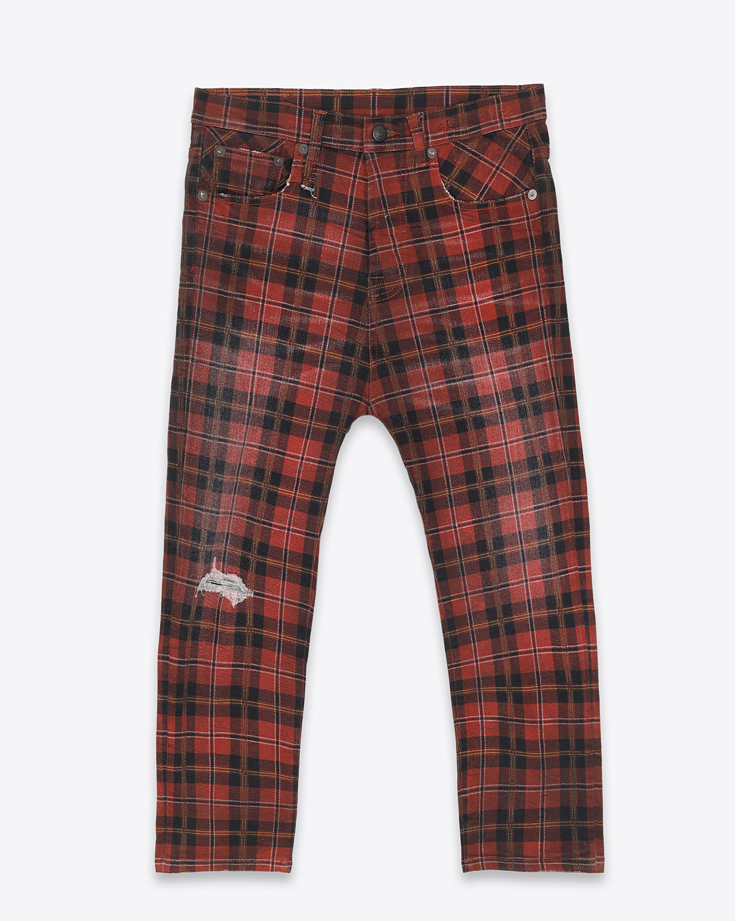 Red and black checkered jeans cheap