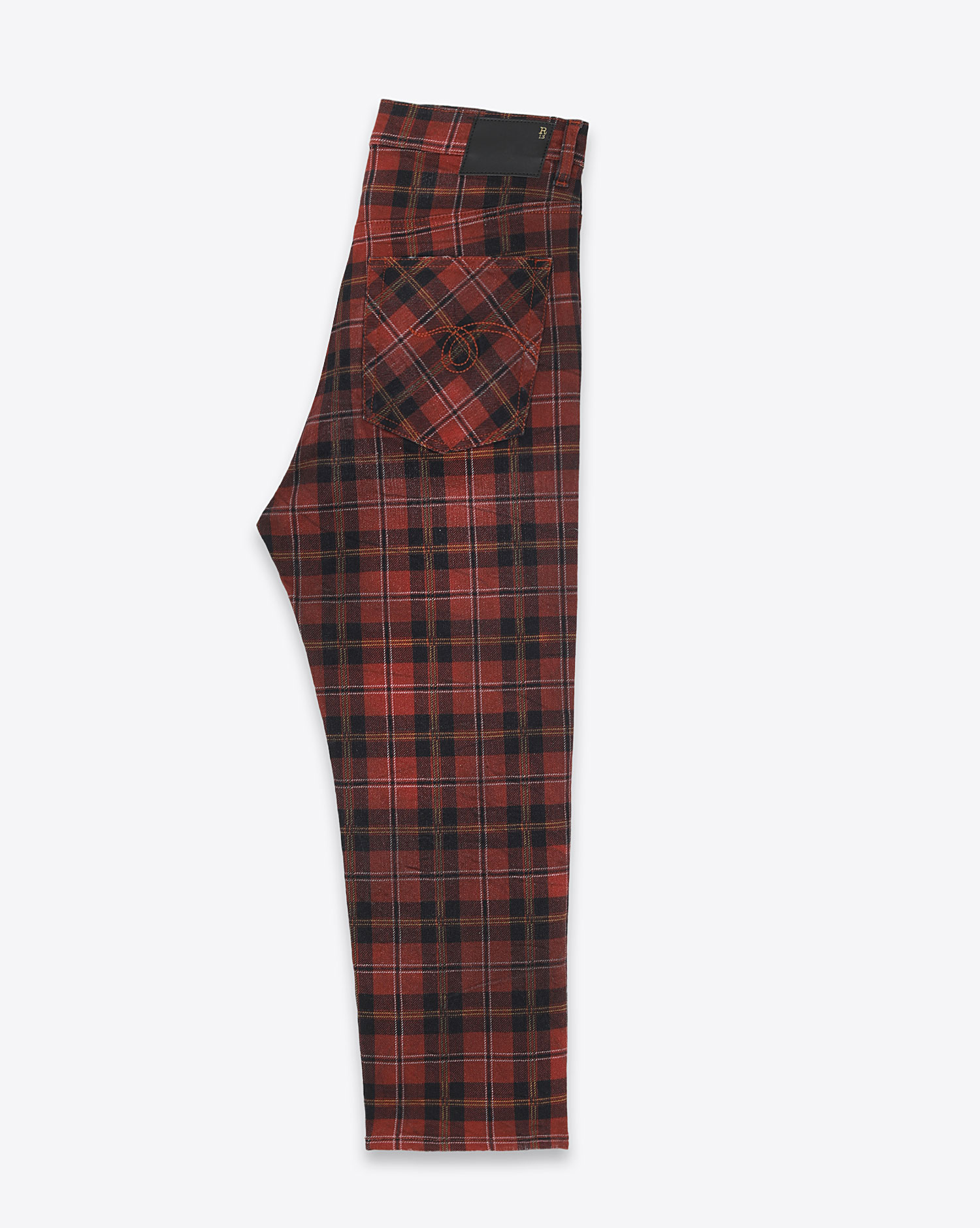 R13 Tailored Drop Ash Red Plaid