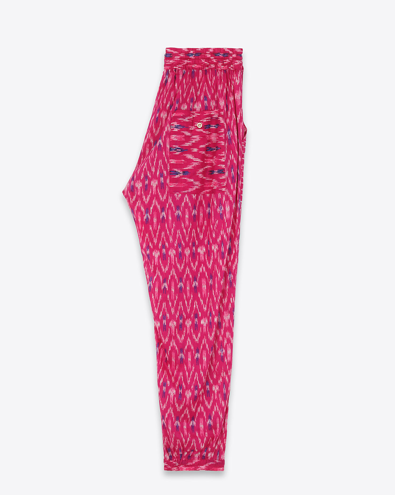 Pantalon en voile de coton imprim&eacute; fuchsia Lagan Isabel Marant Etoile.