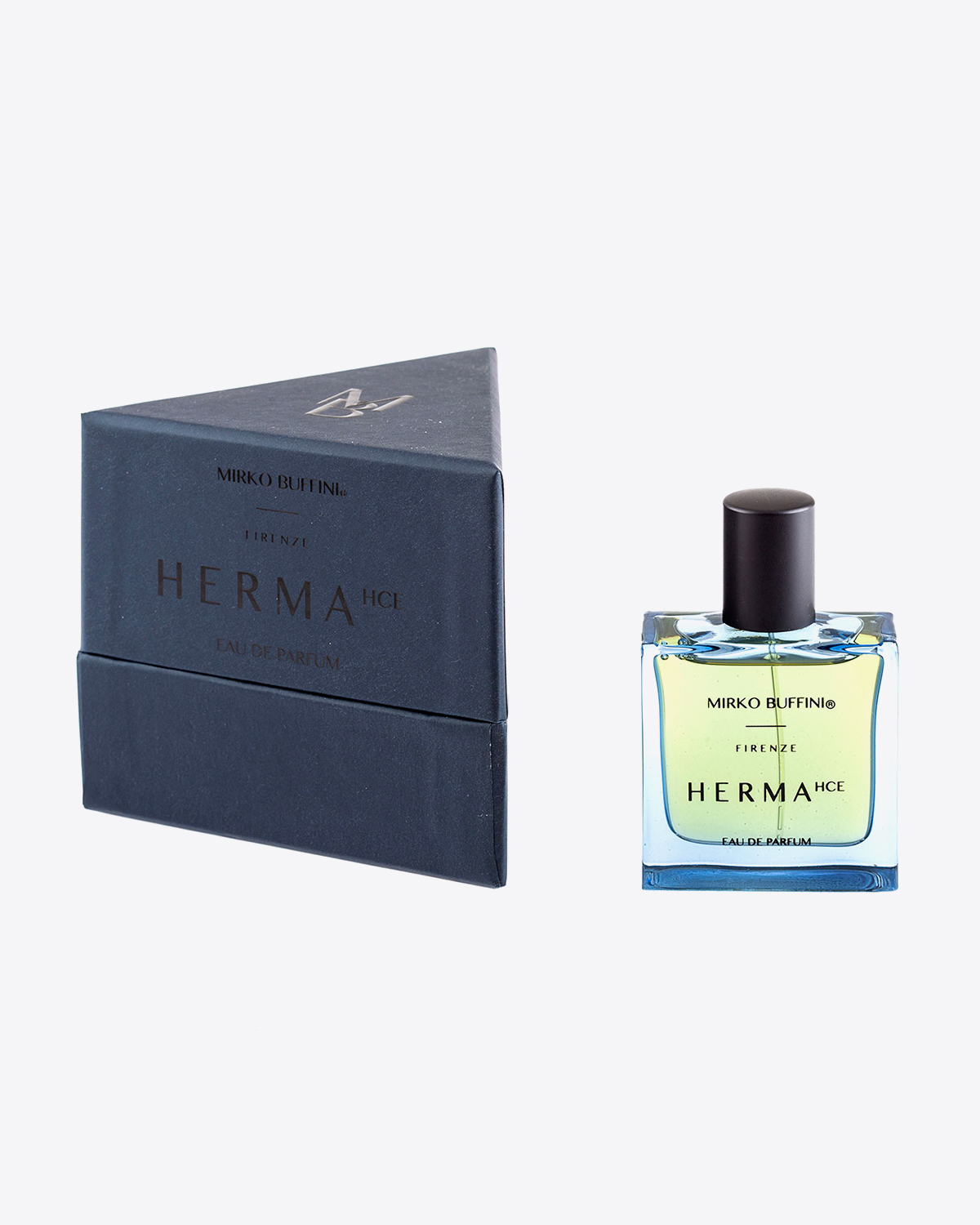 Parfum Herma Mirko Buffini. Flacon de 100 ml vendu dans sa boite triangulaire. Collection HCE.