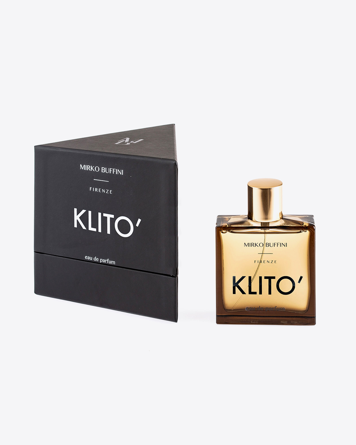 Parfum Klito Mirko Buffini. Flacon de 30 ml vendu dans sa boite triangulaire noire. Collection Balck.