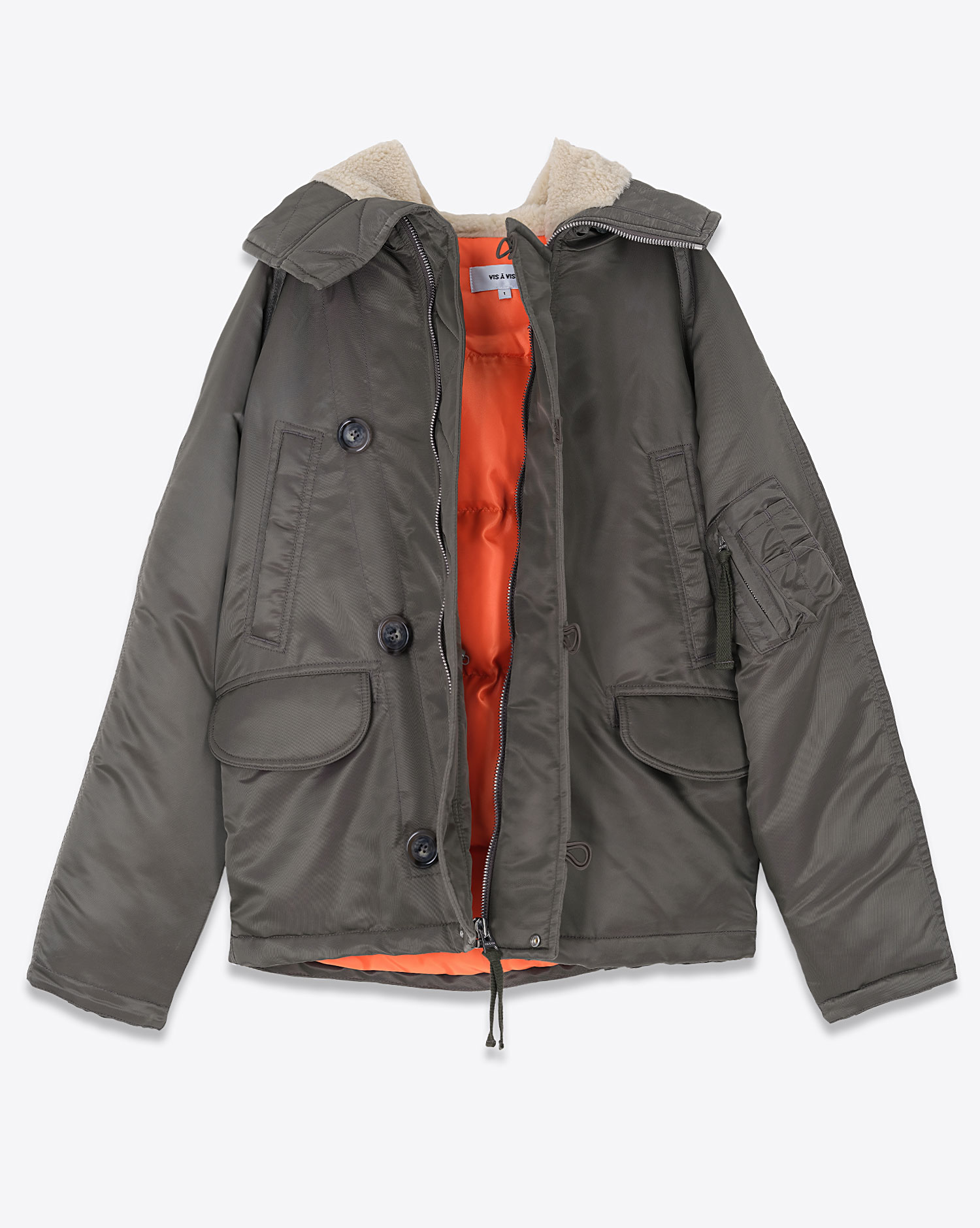 Vis &agrave; Vis Veste Parka Kaki ouverte