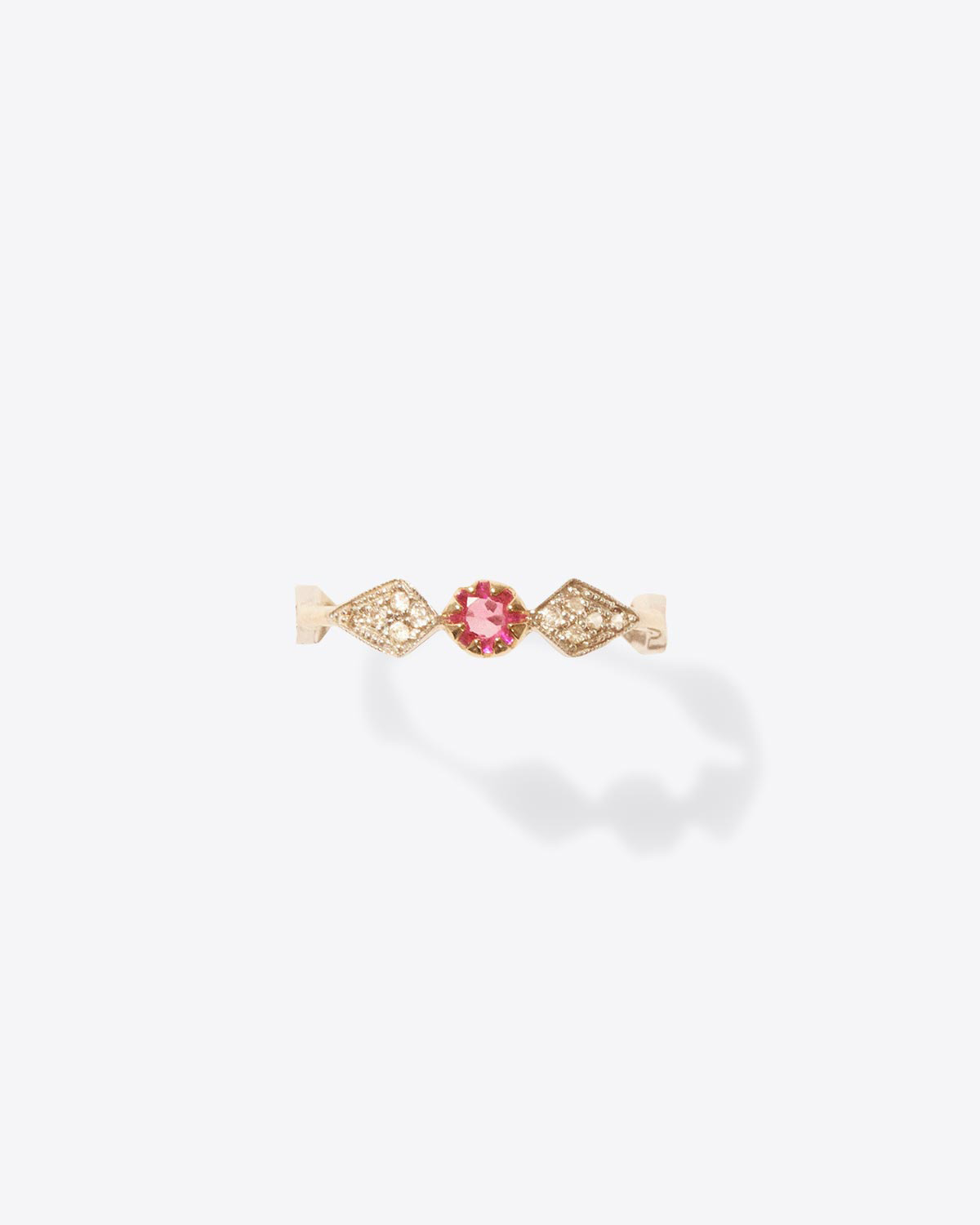 Bague en or et saphir rose Adèle N°1 Pascale Monvoisin. Face.
