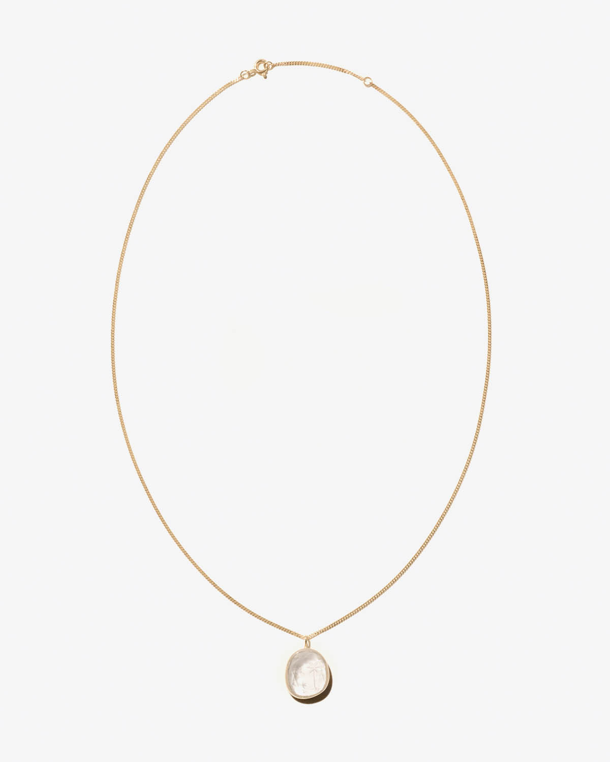 Produit Collier Alba N°1 Pascale Monvoisin en or jaune avec pendentif cristal de roche gravé à la main. Vue d'ensemble 