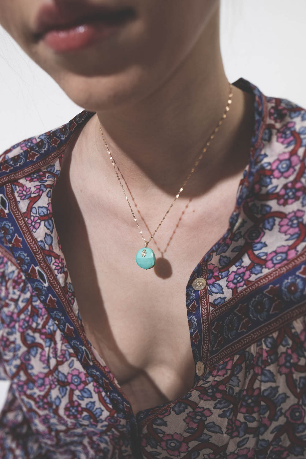 Pascale Monvoisin Arles Collier en or turquoise et diamant.   