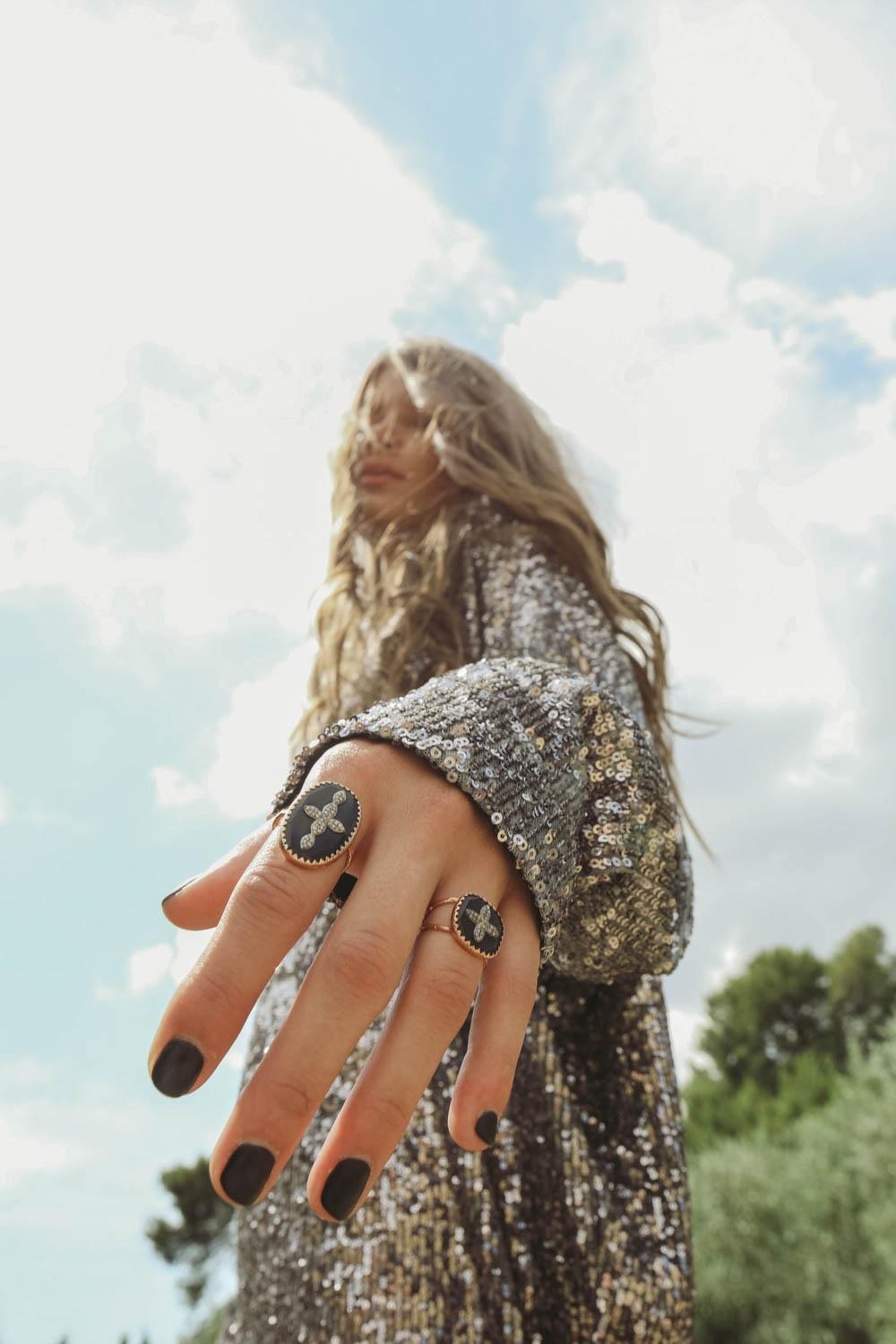Pascale Monvoisin Bowie N°2 Bague Corne noire & Diamants