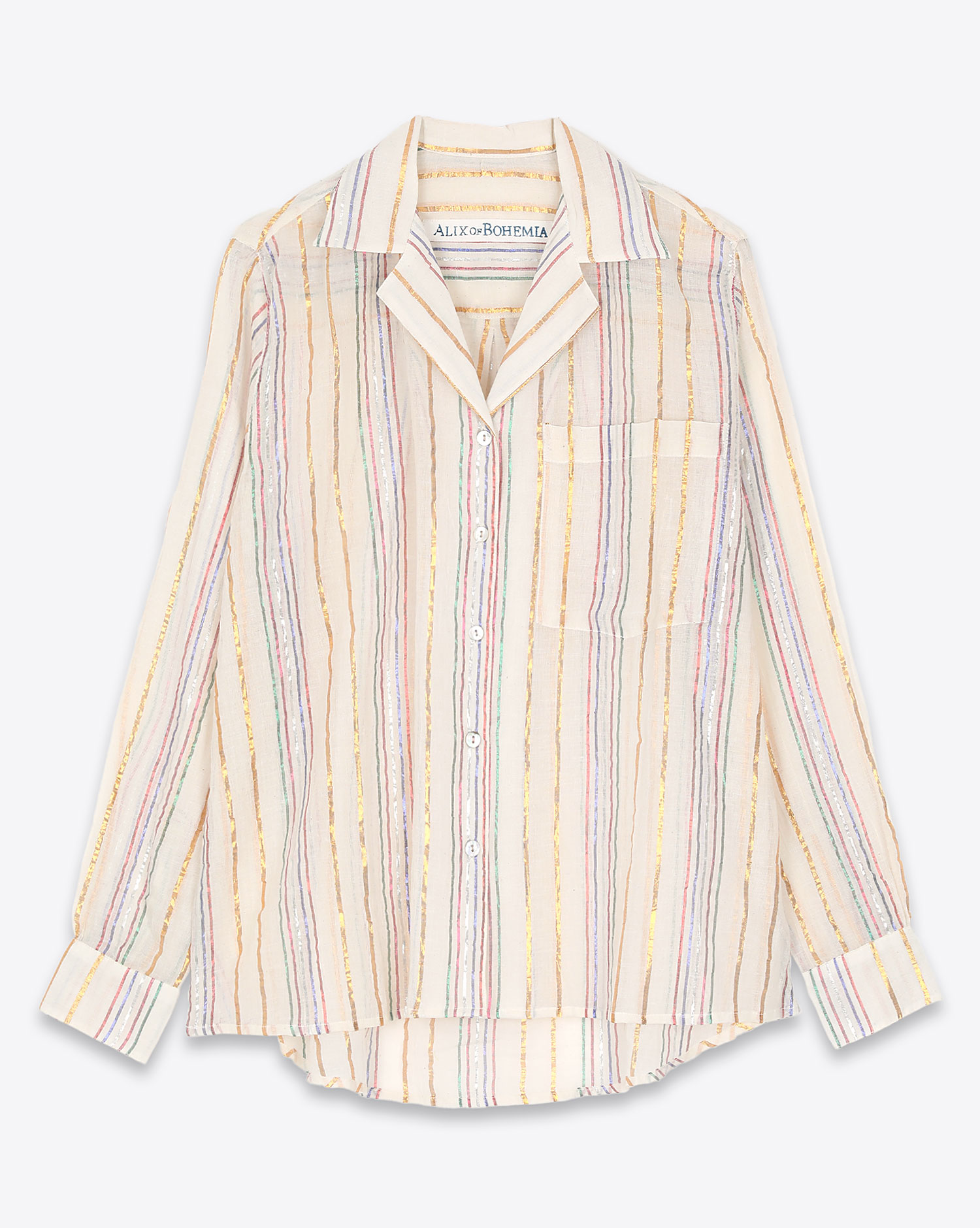 Chemise Alix Of Bohemia Patti Rainbow Stripe blanche 