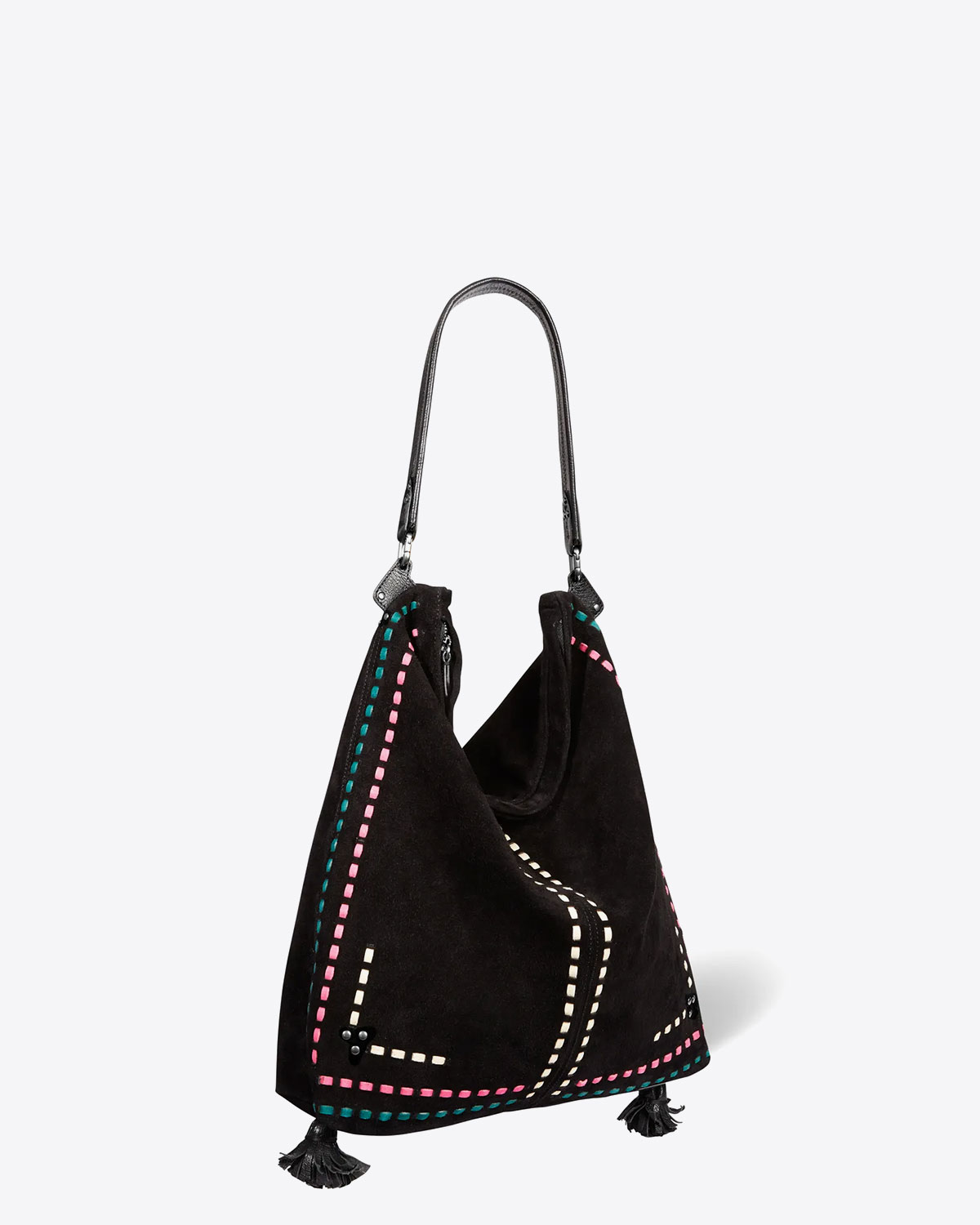 Jérôme Dreyfuss Sac Paul Cabas – Split Suede Sashiko Noir