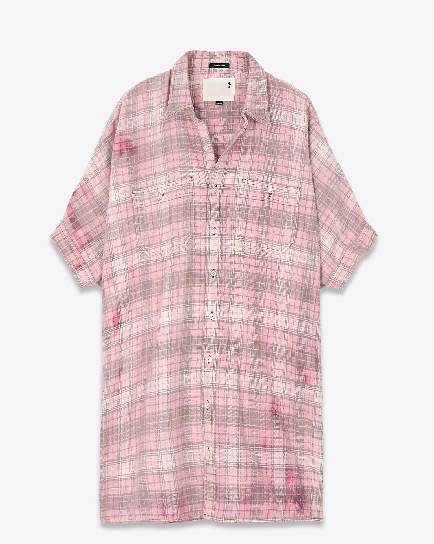 Robe chemise R13 Denim Plaid Oversized Boxy  Red Grey Plaid