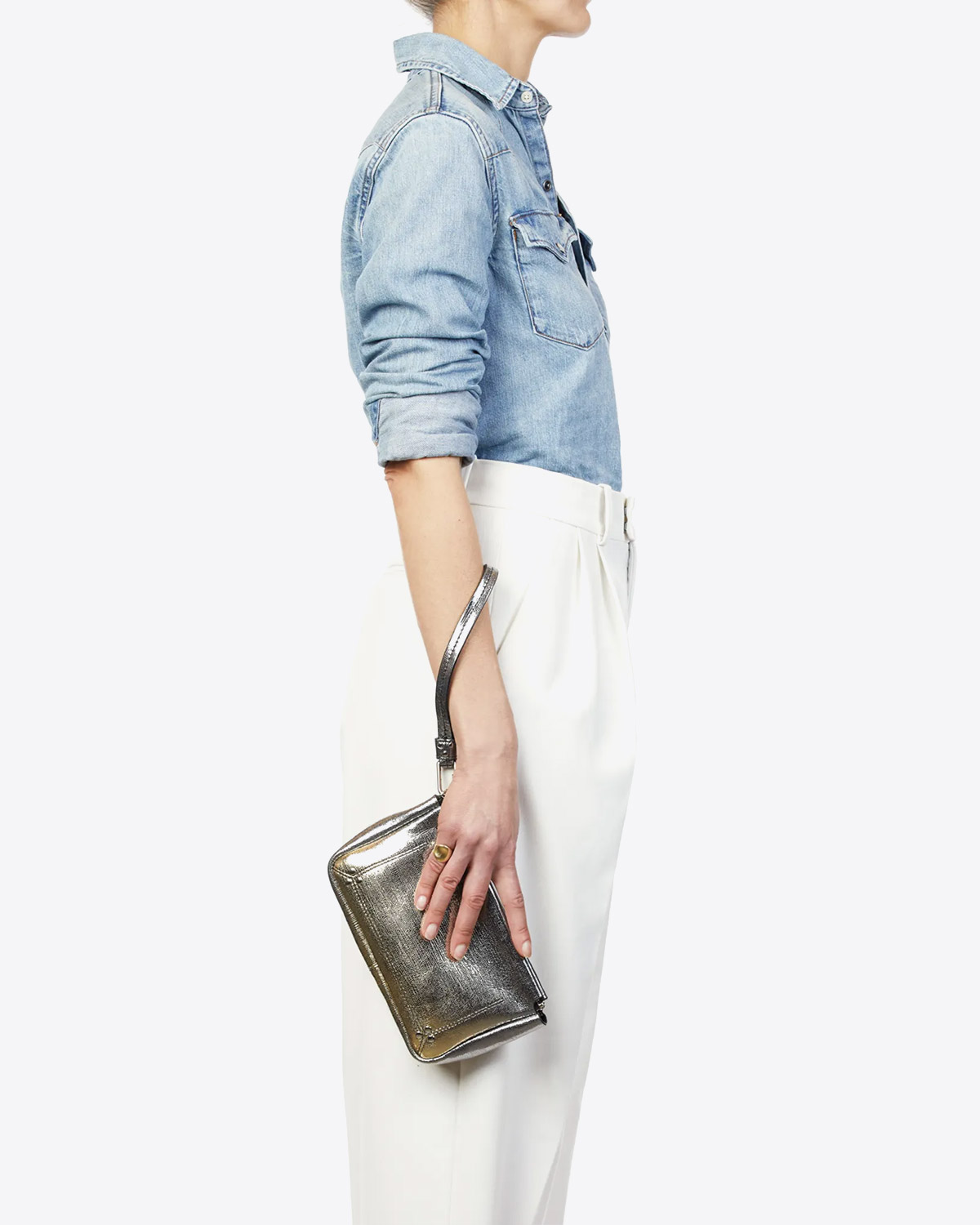 Image du produit Jérôme Dreyfuss Pochette Clap M – Cuir Lamé Dégradé Or - 4