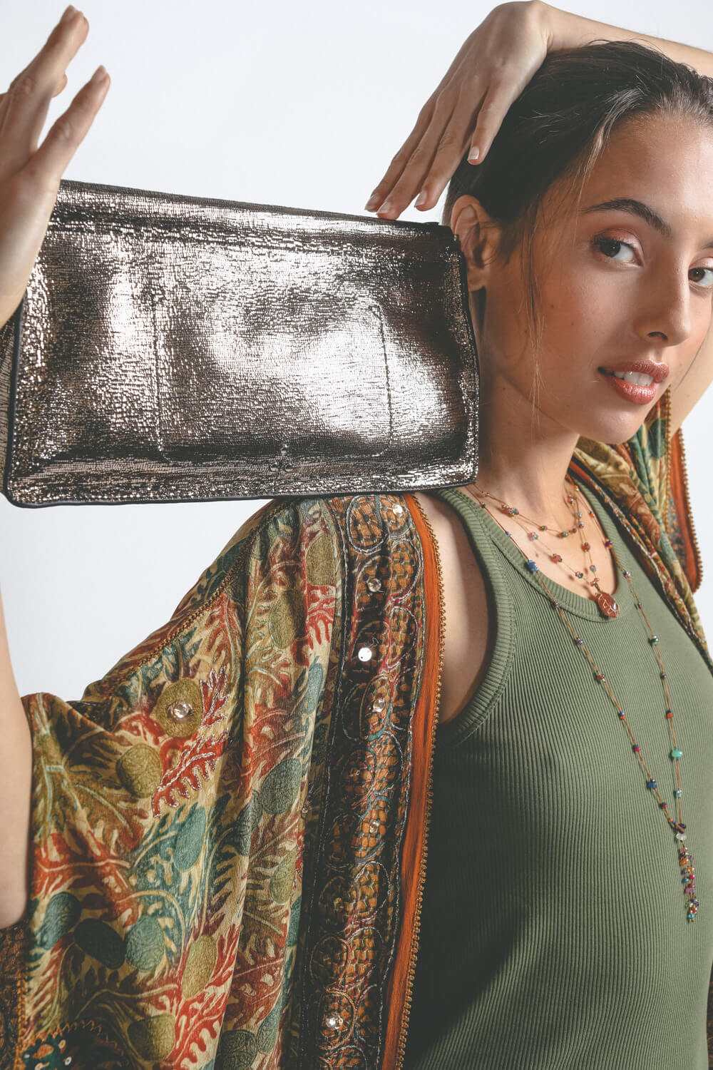 Image du produit Jérôme Dreyfuss Accessoires Collection Clic Clac XL Goatskin Lamé Champagne   - 5