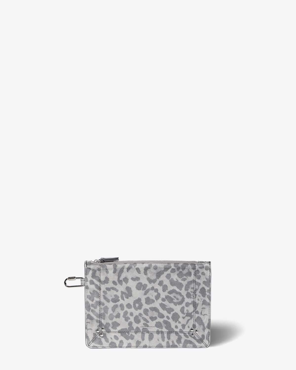 Jérôme Dreyfuss Accessoires Popoche M Split Suede Léopard Gris