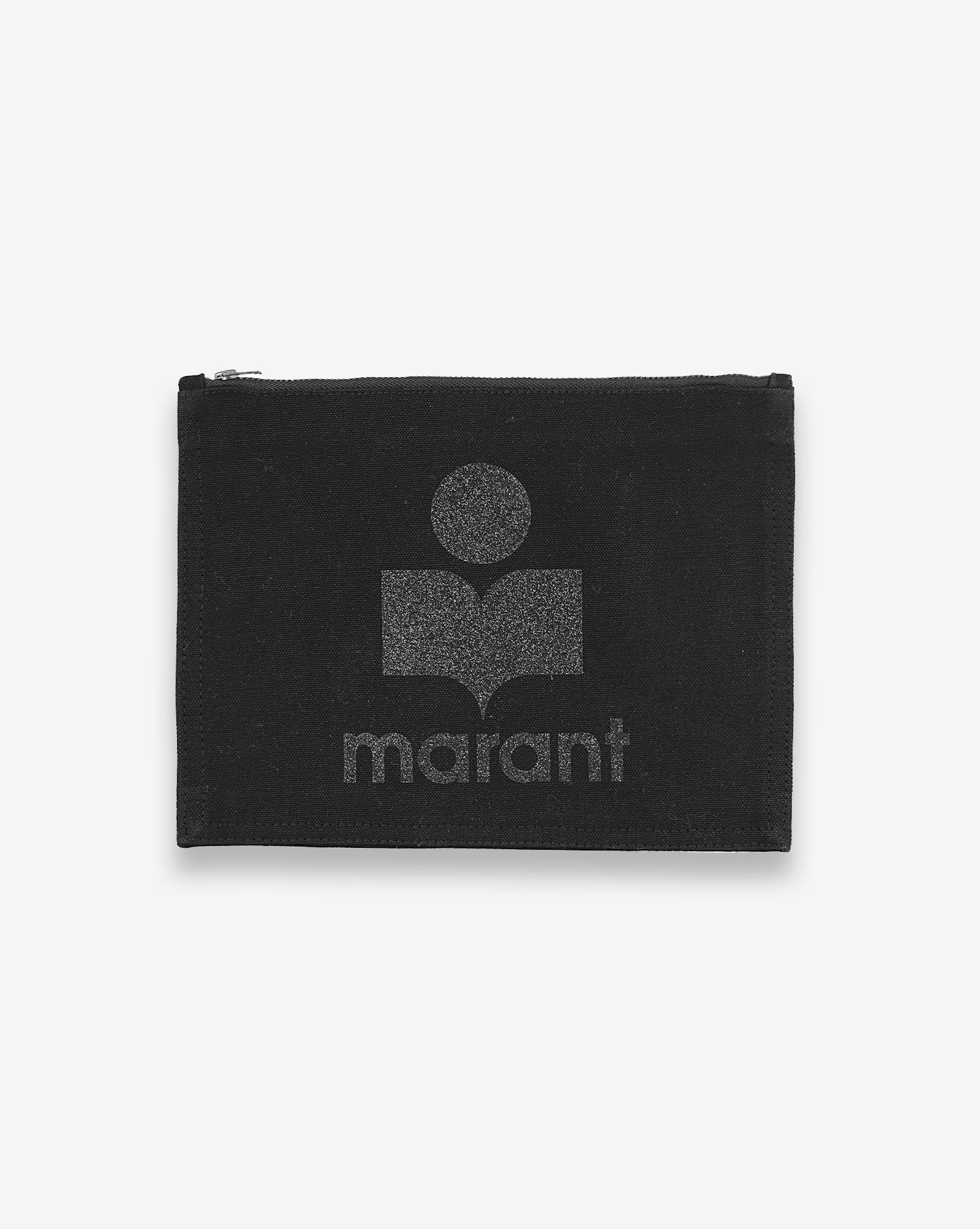 Produit Pochette Nettia Isabel Marant en coton noir avec logo paillettes. 