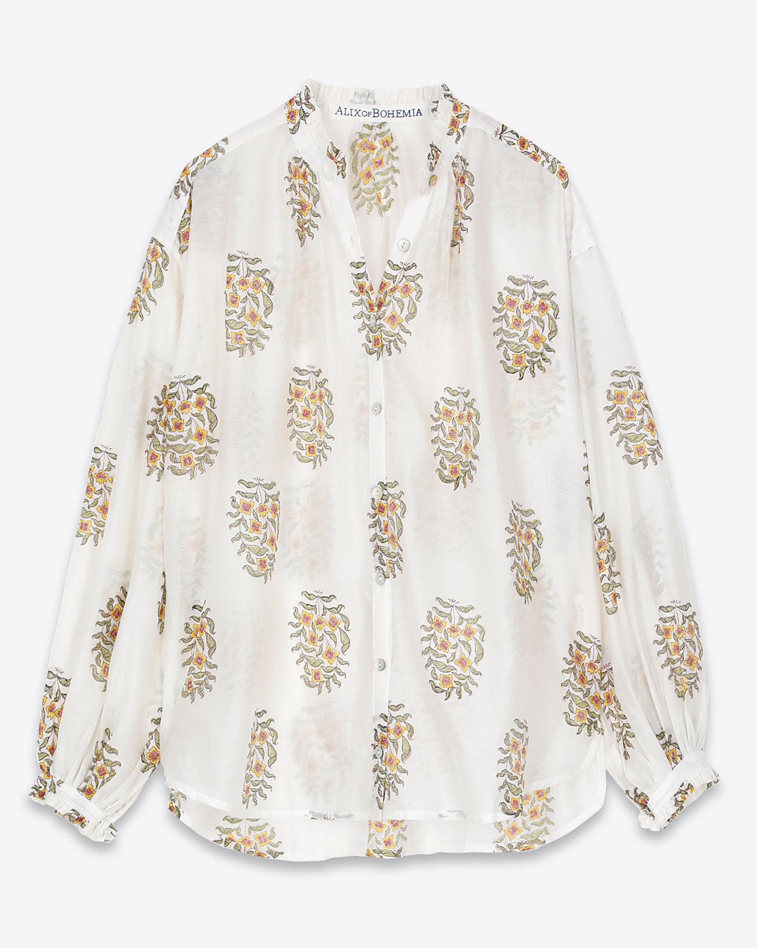 Blouse Alix Of Bohemia Poet Buttercup imprimée blanche. 