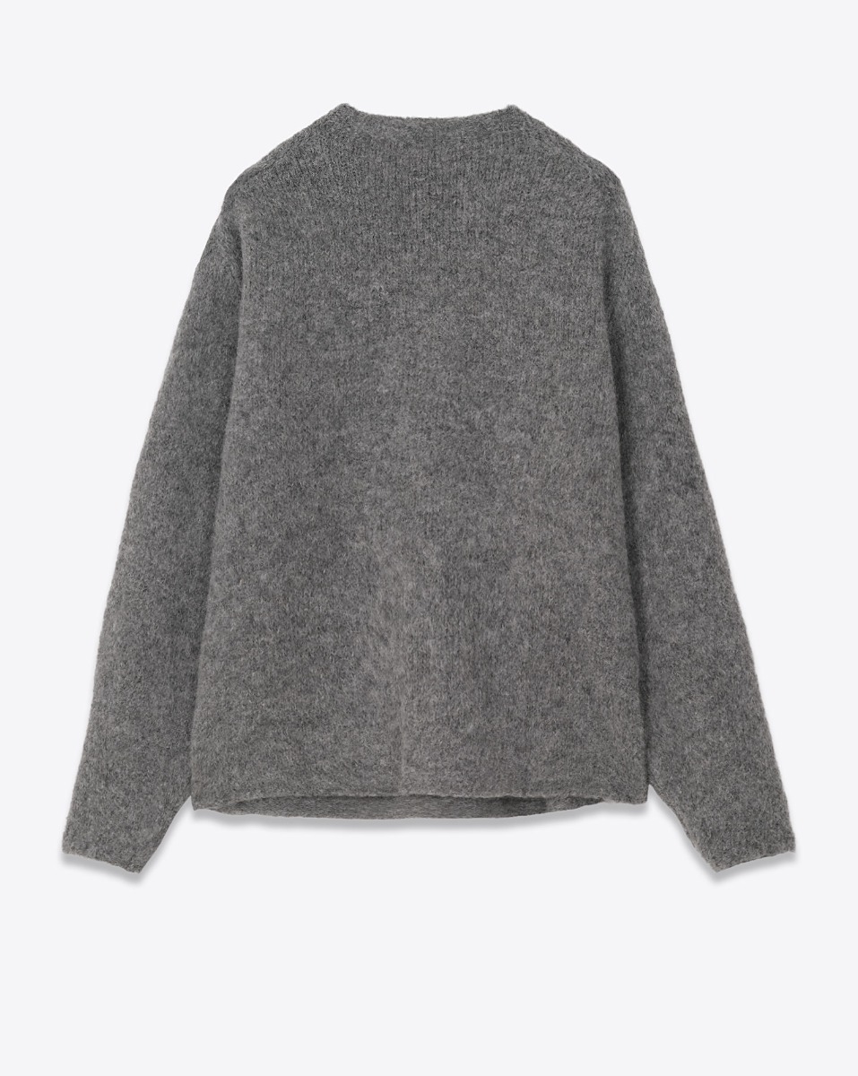 Pull oversize mikuta en alpaga gris. Vue de dos.