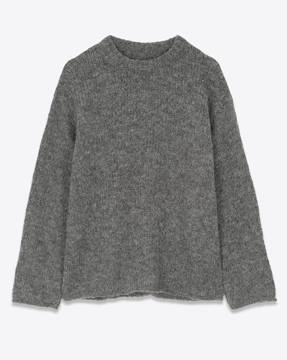 Produit Pull large Thibault Van Der Straete en alpaga gris foncé. Vue de face.