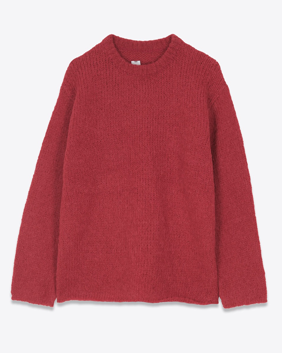 Produit Pull oversize Thibault Van Der Straete en alpaga rouge. Vue de face.