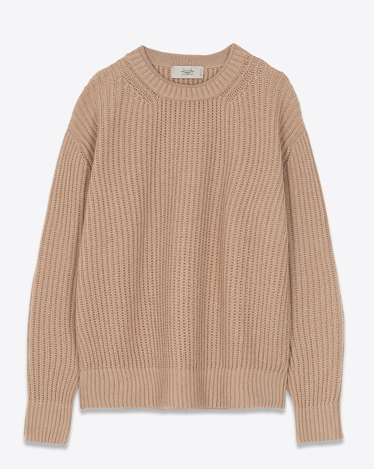 Maison Flanneur Pull Col Rond Cachemire Camel