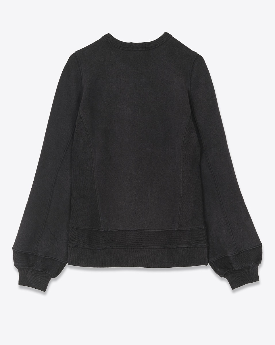 Sweat-shirt col rond Elongated Crewneck R13 en coton noir. Vue de dos.