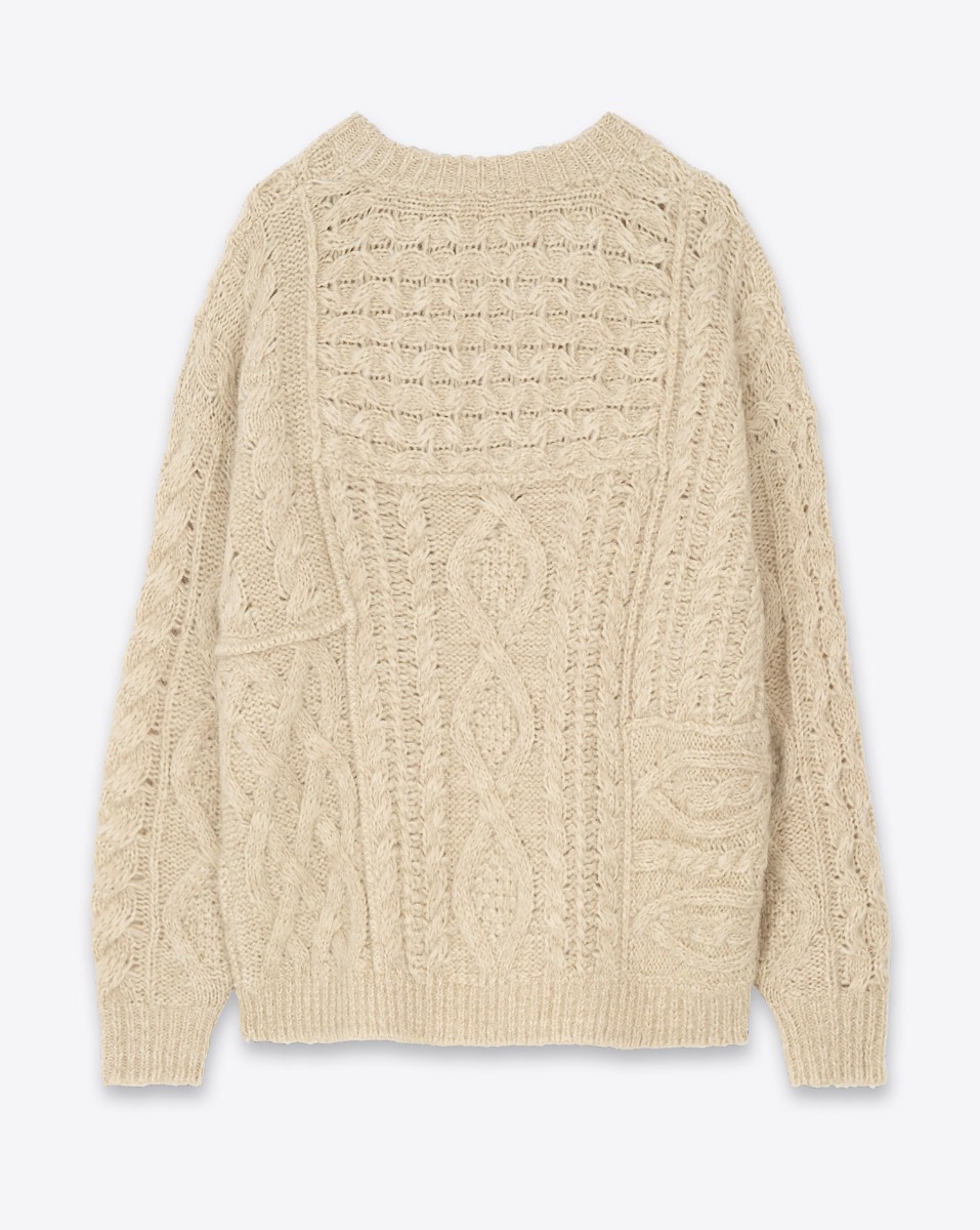 Pull Deotille Isabel Marant Etoile en maille torsadée beige. Vue de dos.