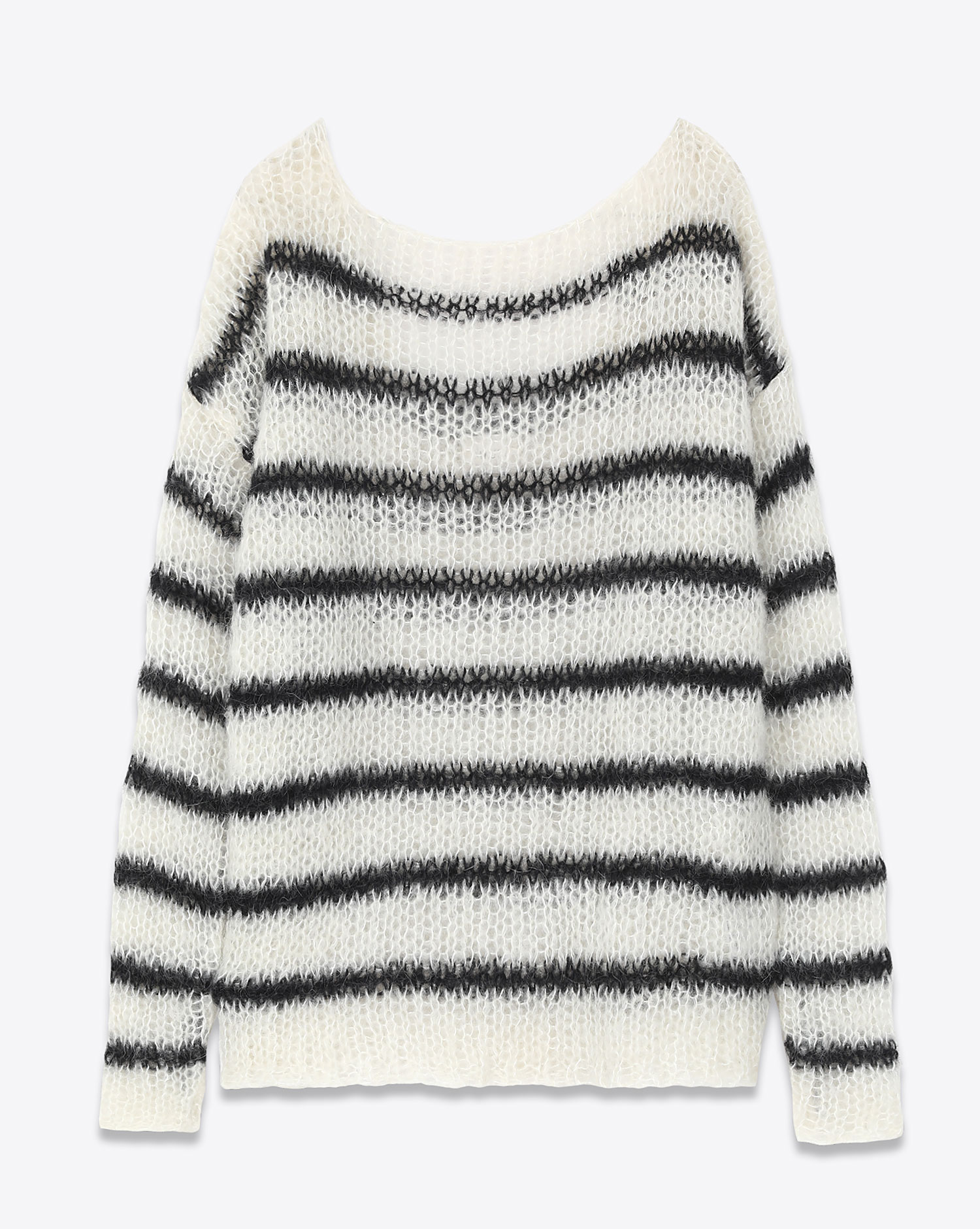 Mikuta Pull Mohair Ray Noir et Blanc